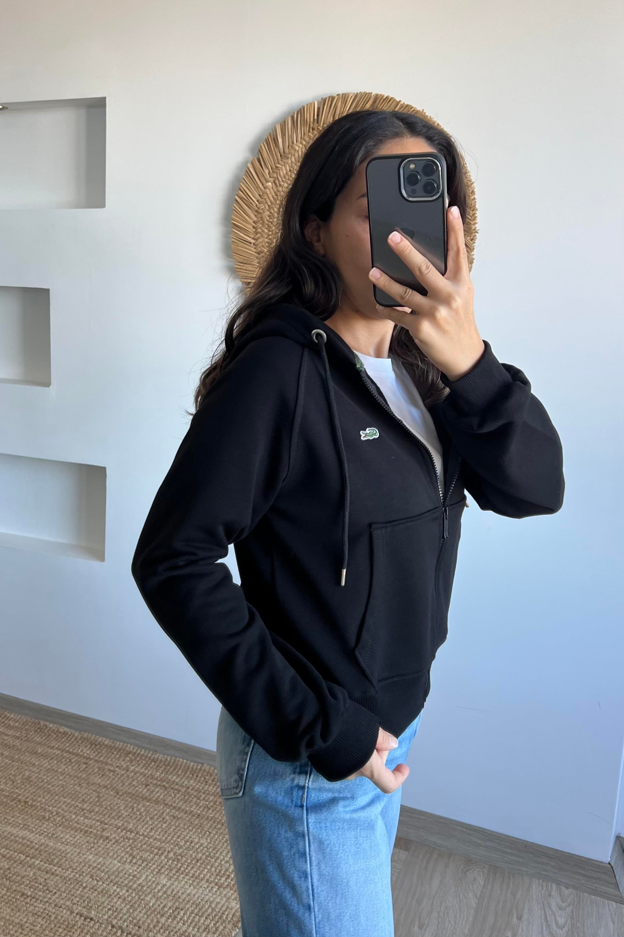 Siyah Logo Nakışlı Sweat Hırka uygun fiyatlarda www.butikhola.com adresinde