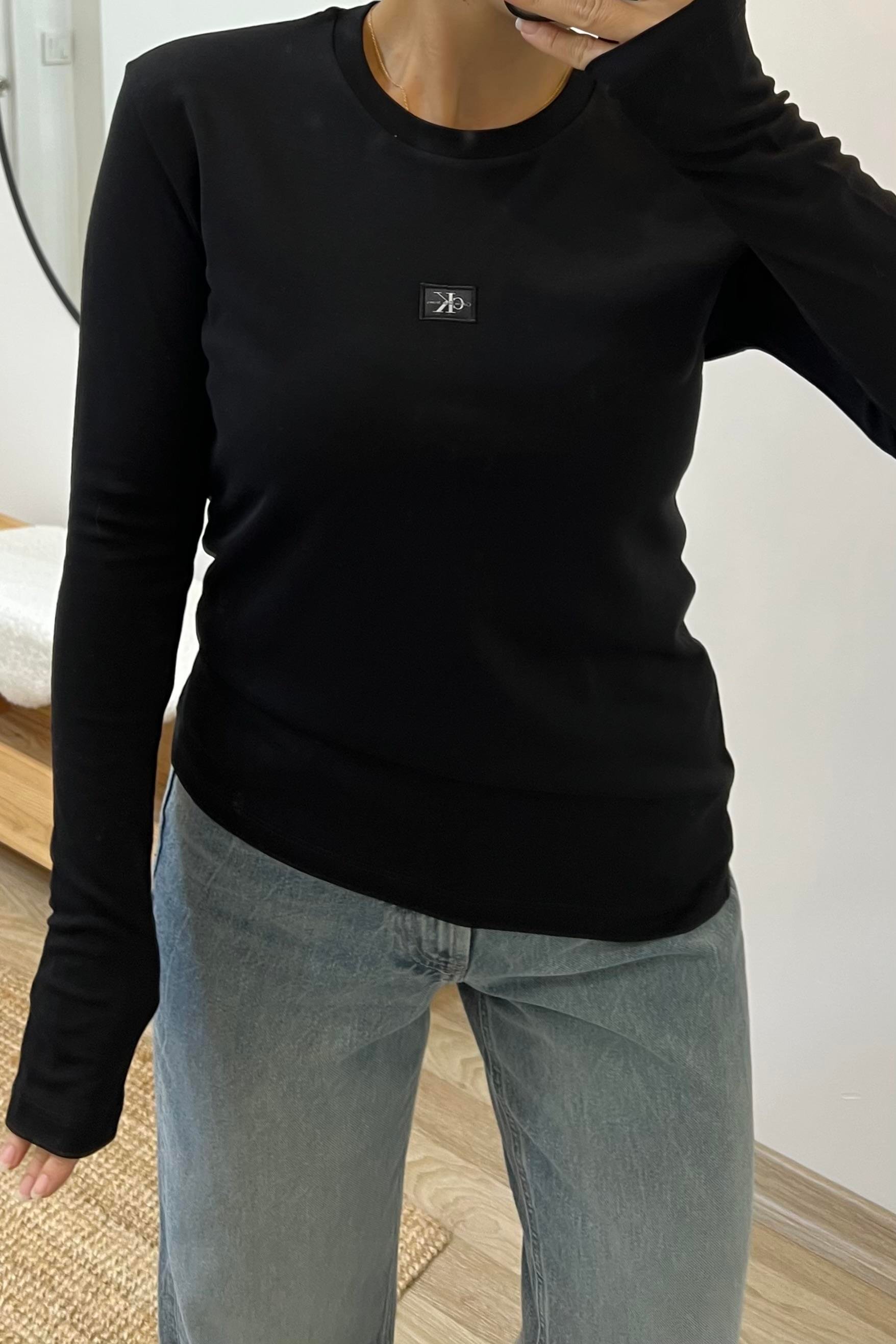 Siyah Logo Nakışlı Uzun Kol Bluz uygun fiyatlarda www.butikhola.com adresinde
