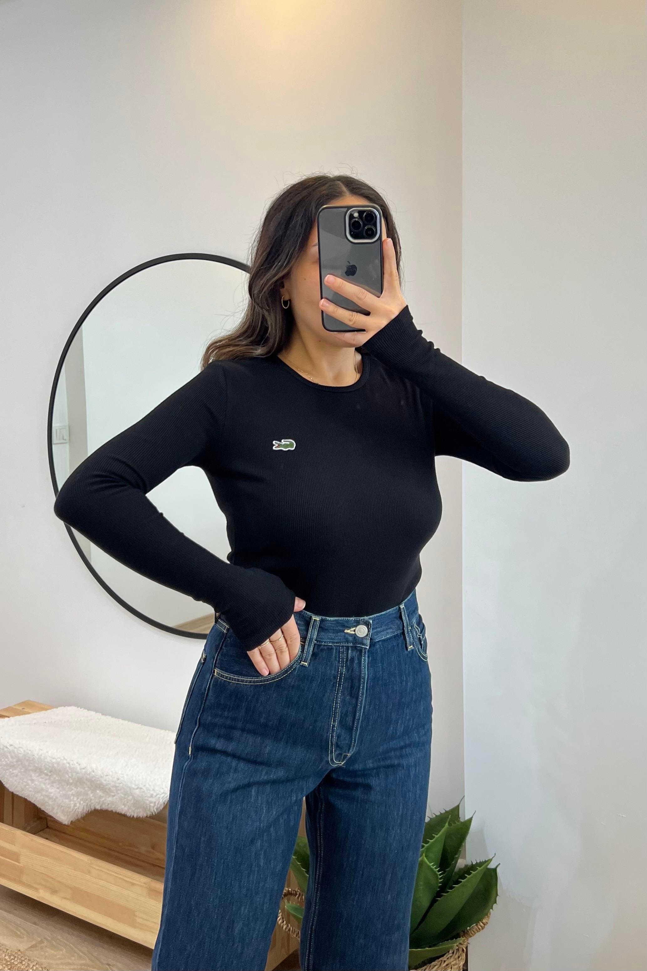 Siyah Logo Nakışlı Uzun Kollu Bluz uygun fiyatlarda www.butikhola.com adresinde