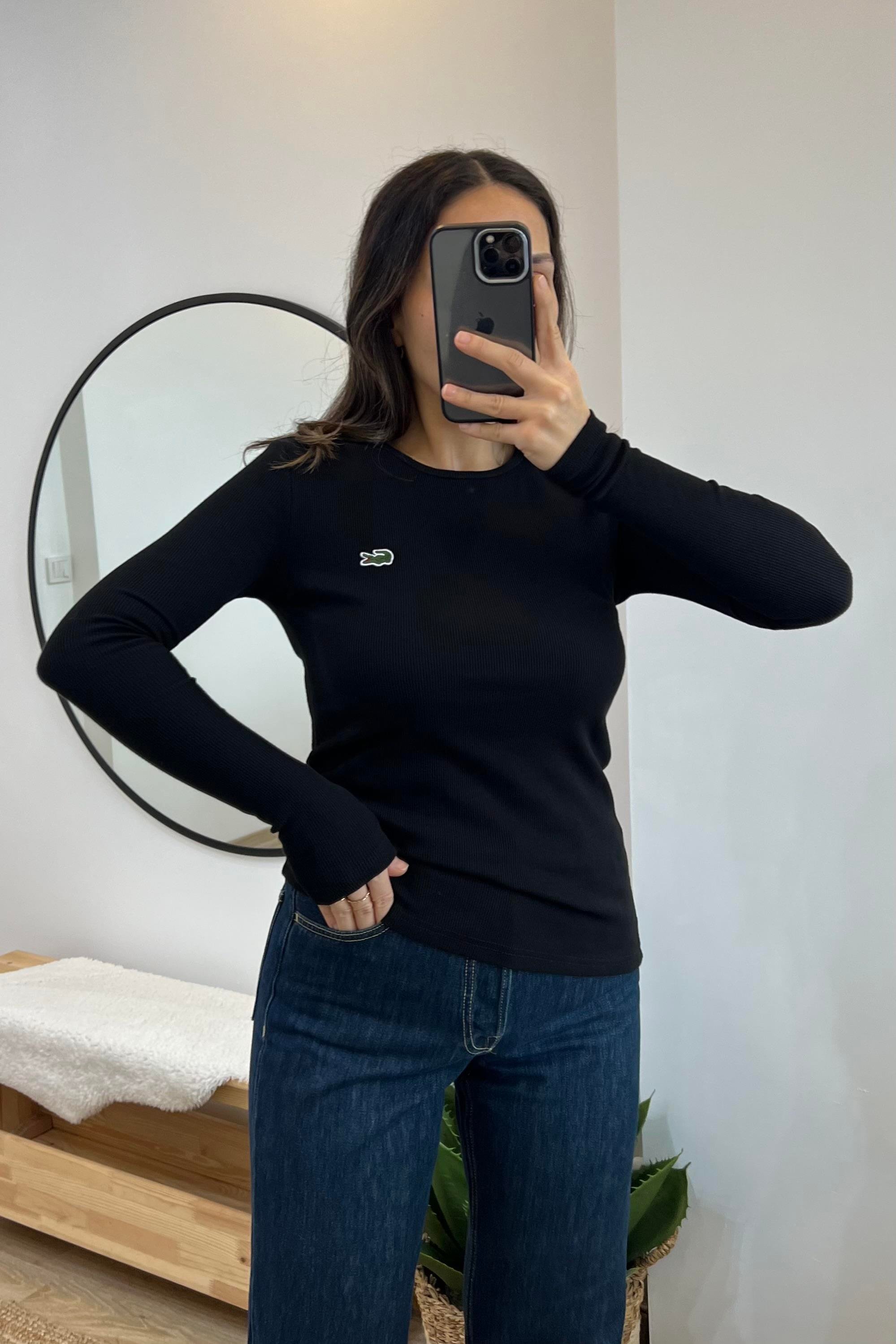 Siyah Logo Nakışlı Uzun Kollu Bluz uygun fiyatlarda www.butikhola.com adresinde