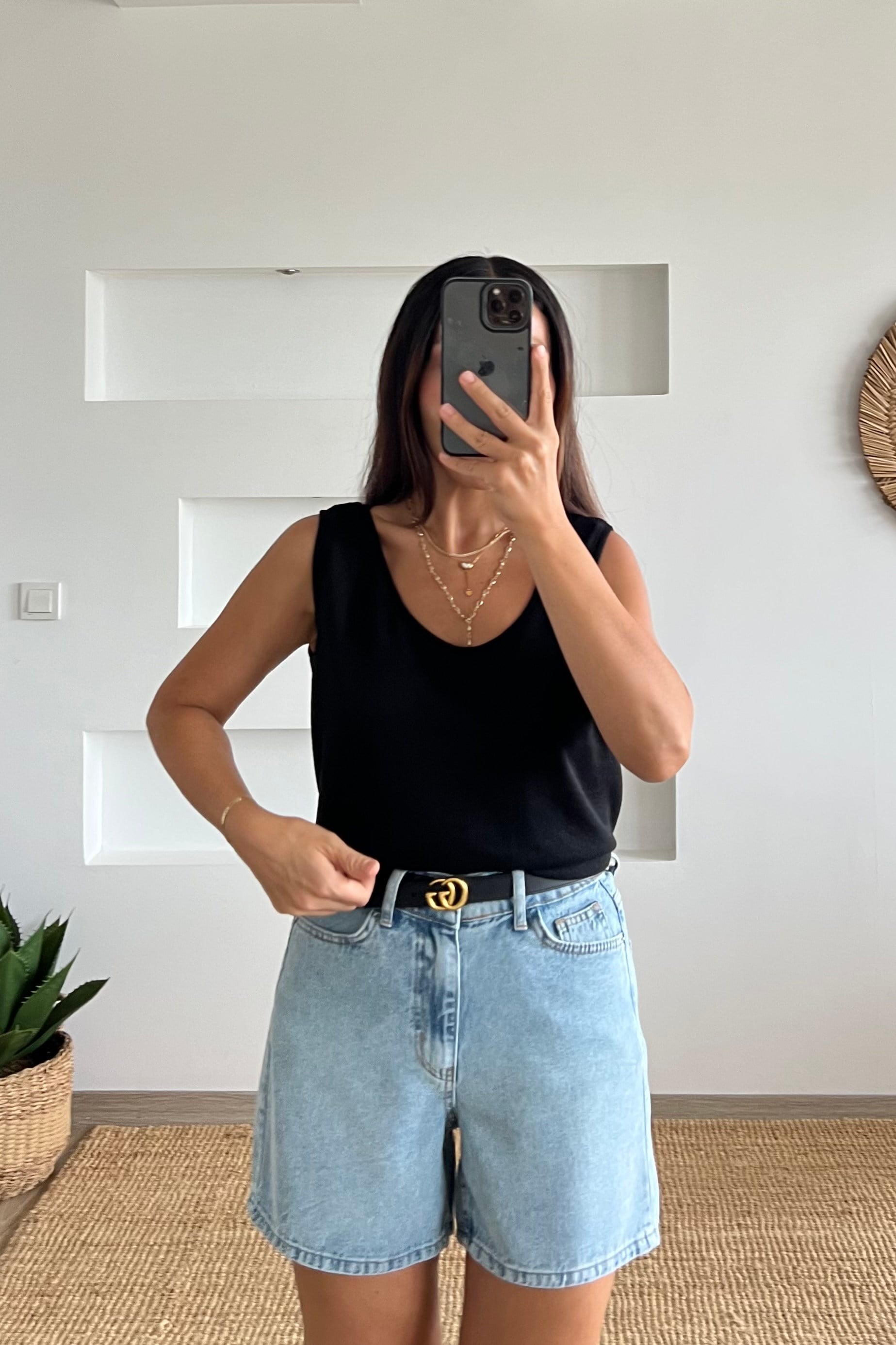 Siyah Merserize Kolsuz Bluz uygun fiyatlarda www.butikhola.com adresinde