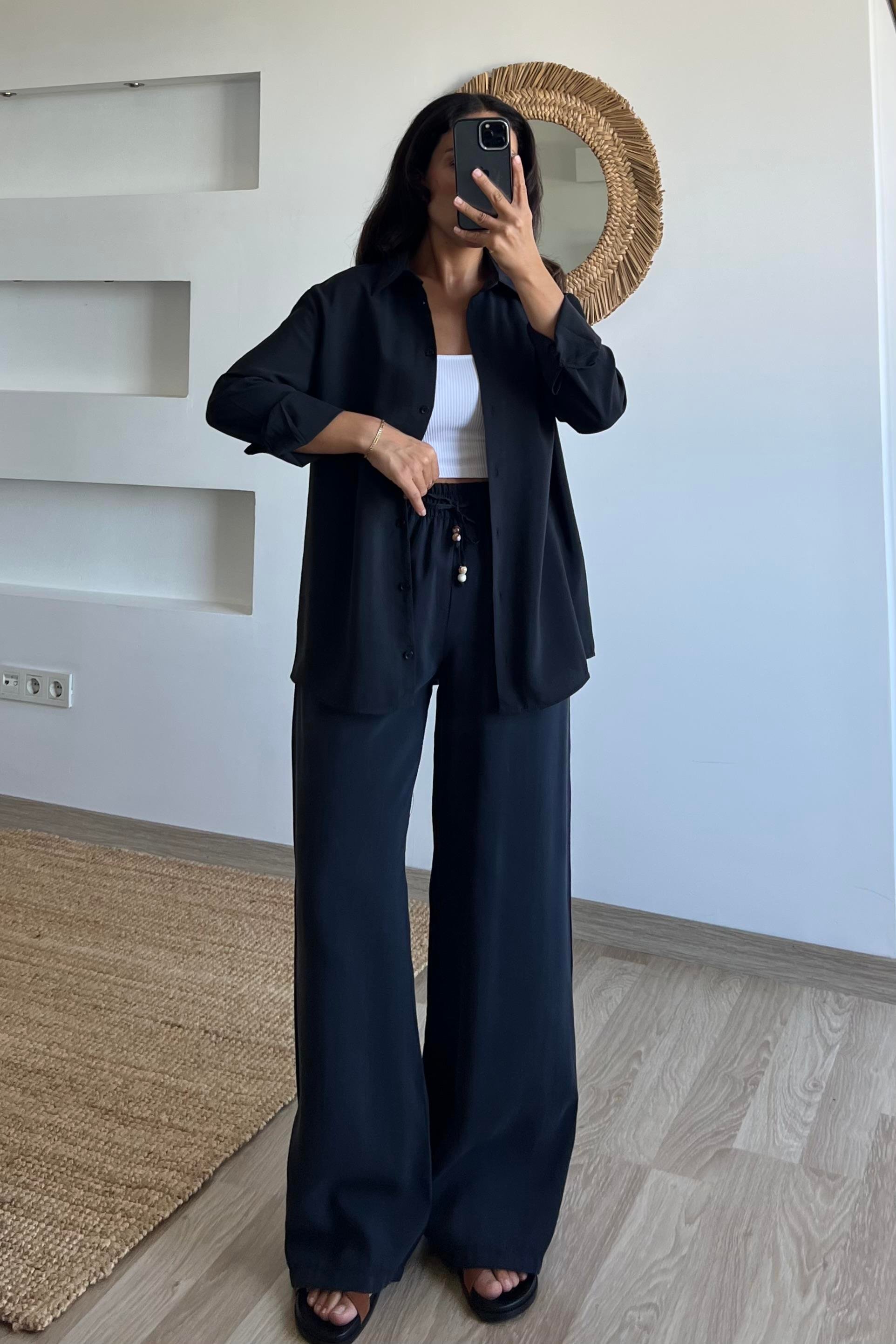Siyah Modal Premium Gömlek Pantolon Takım uygun fiyatlarda www.butikhola.com adresinde