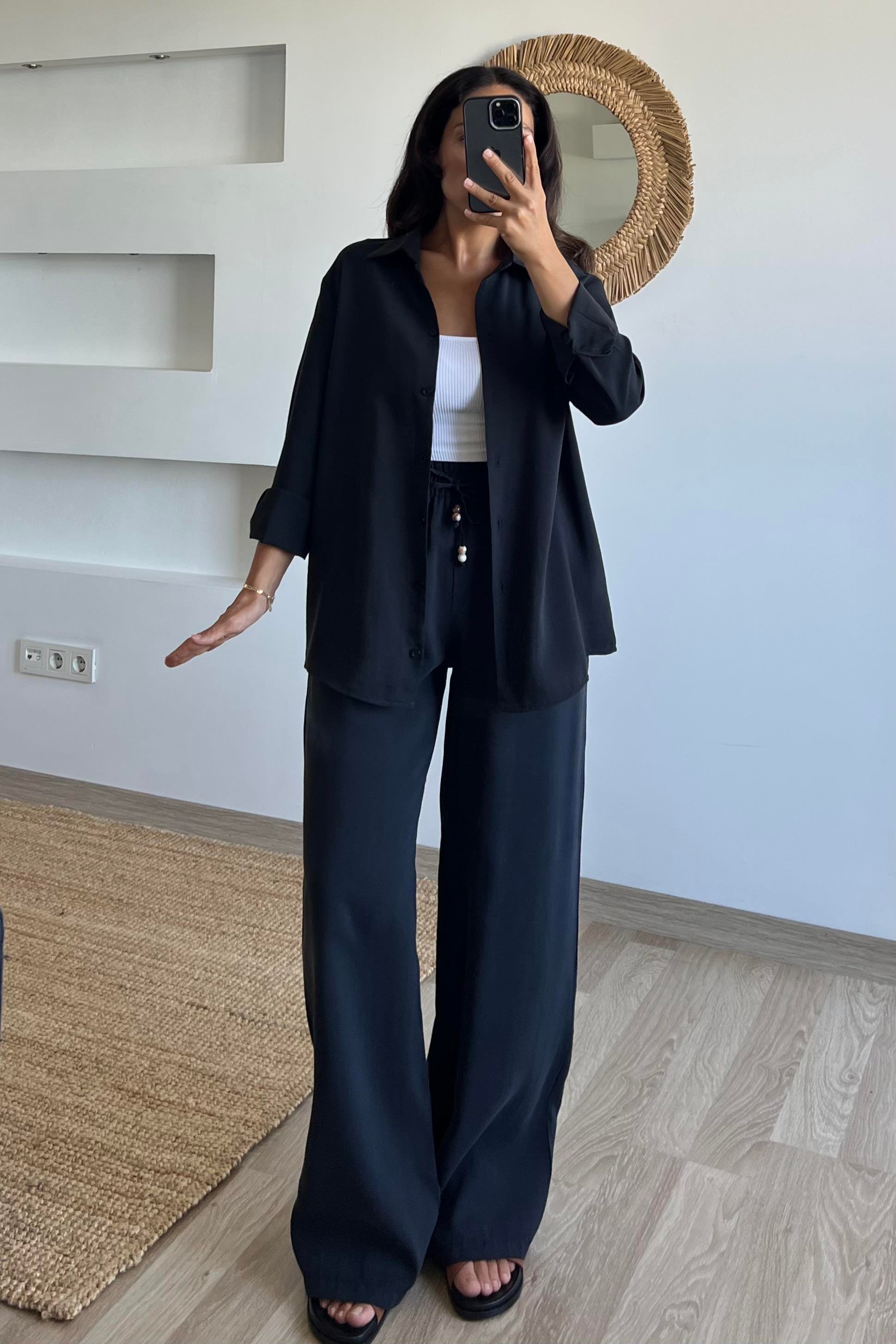 Siyah Modal Premium Gömlek Pantolon Takım uygun fiyatlarda www.butikhola.com adresinde