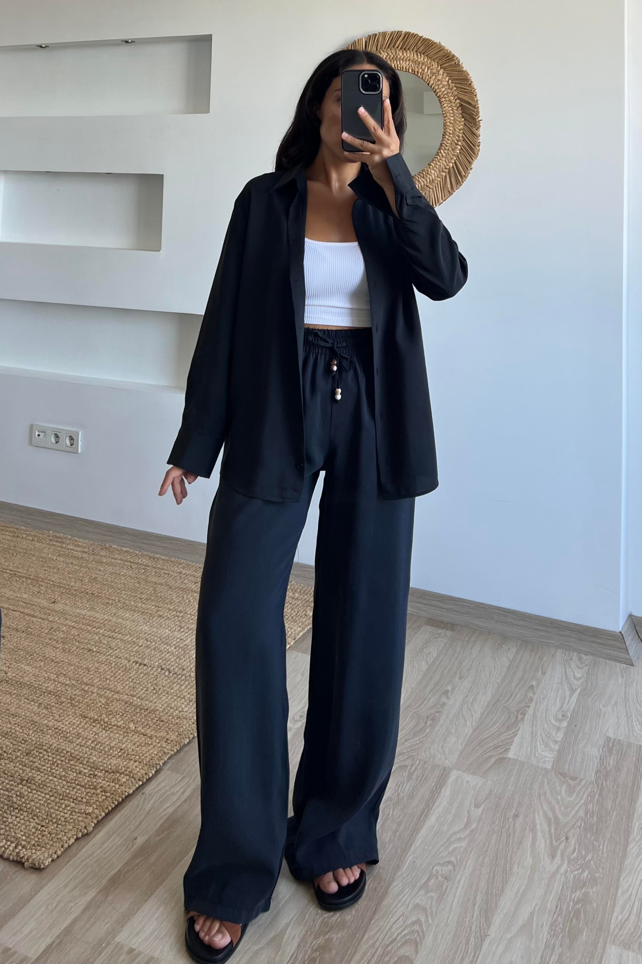 Siyah Modal Premium Gömlek Pantolon Takım uygun fiyatlarda www.butikhola.com adresinde