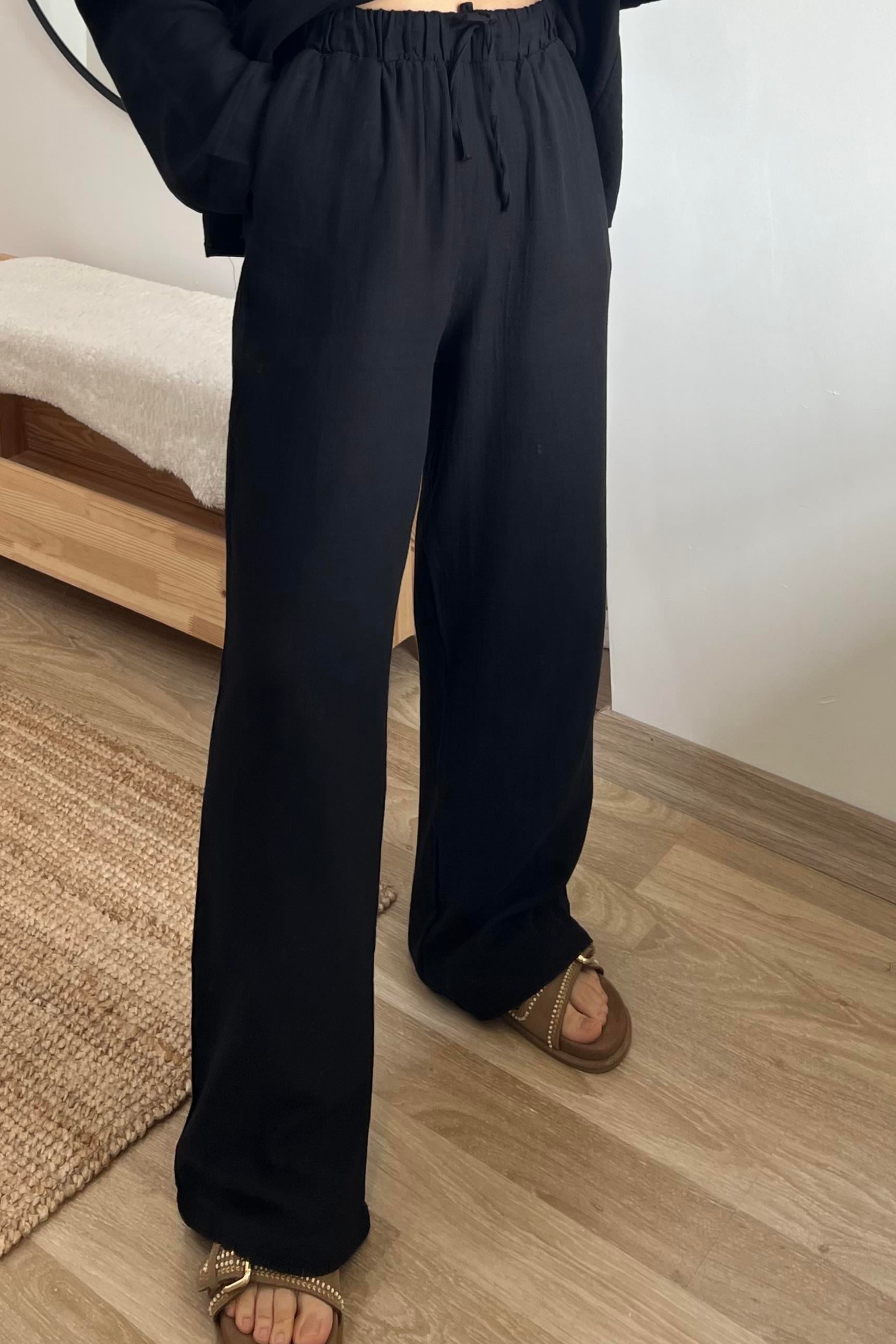 Siyah Müslin Gömlek Pantolon Takım uygun fiyatlarda www.butikhola.com adresinde