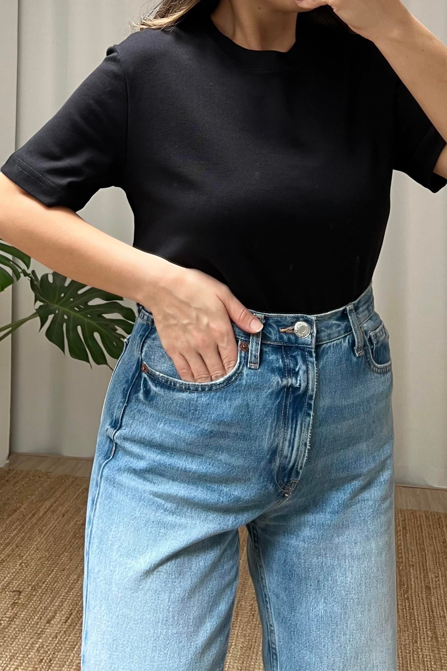 Siyah Organik Pamuklu Basic Tshirt uygun fiyatlarda www.butikhola.com adresinde