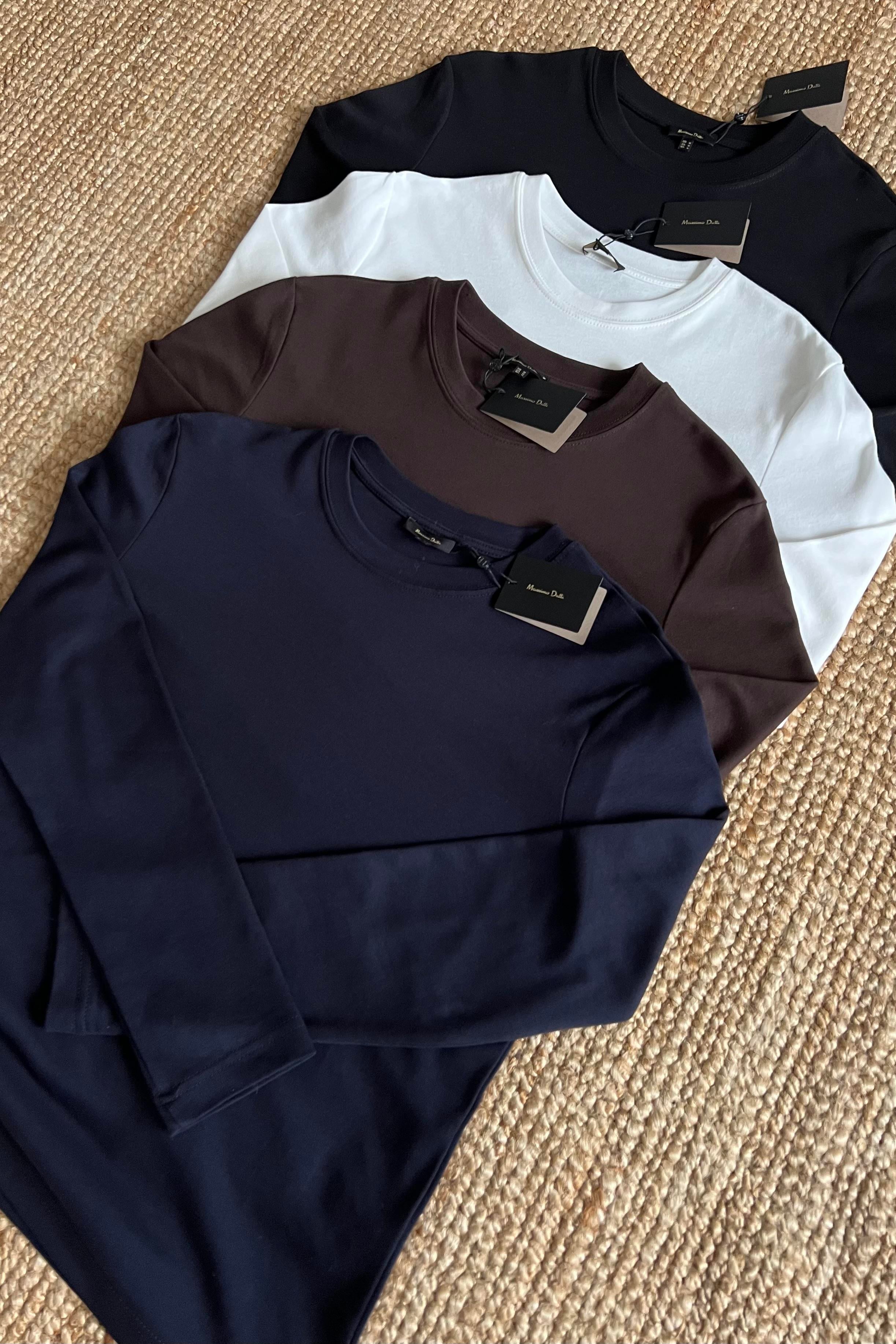 Siyah Organik Pamuklu Uzun Kollu Basic Tshirt uygun fiyatlarda www.butikhola.com adresinde