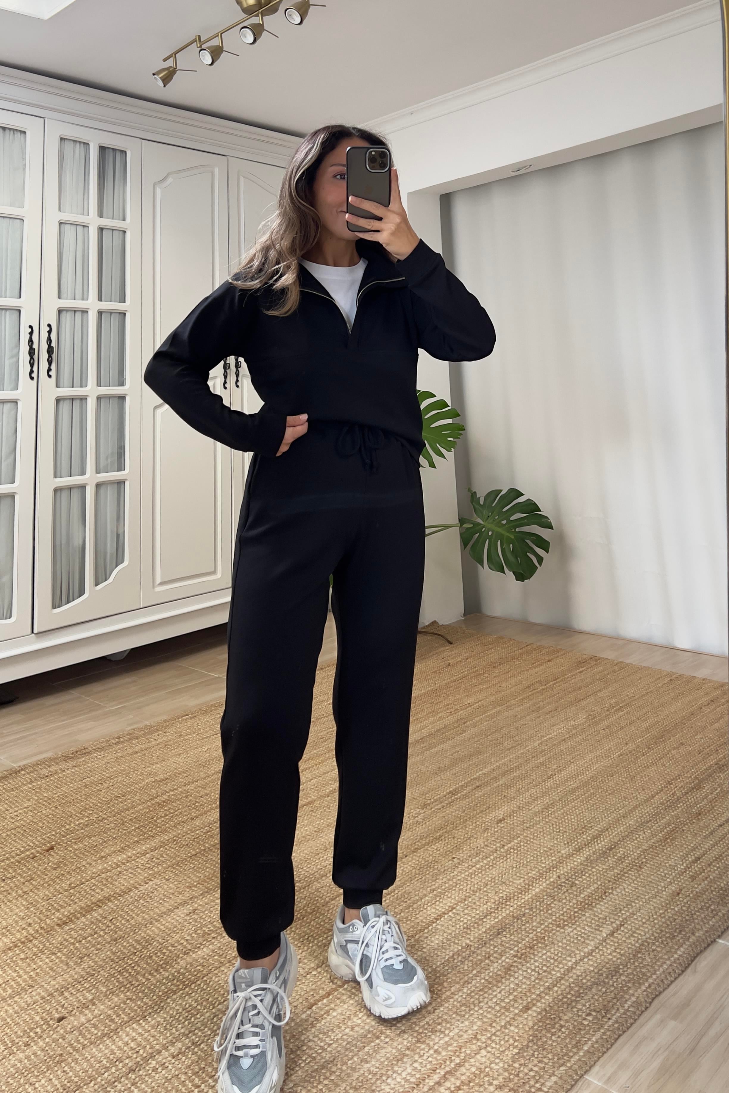 Siyah Oys Yarım Fermuarlı Modal Takım uygun fiyatlarda www.butikhola.com adresinde