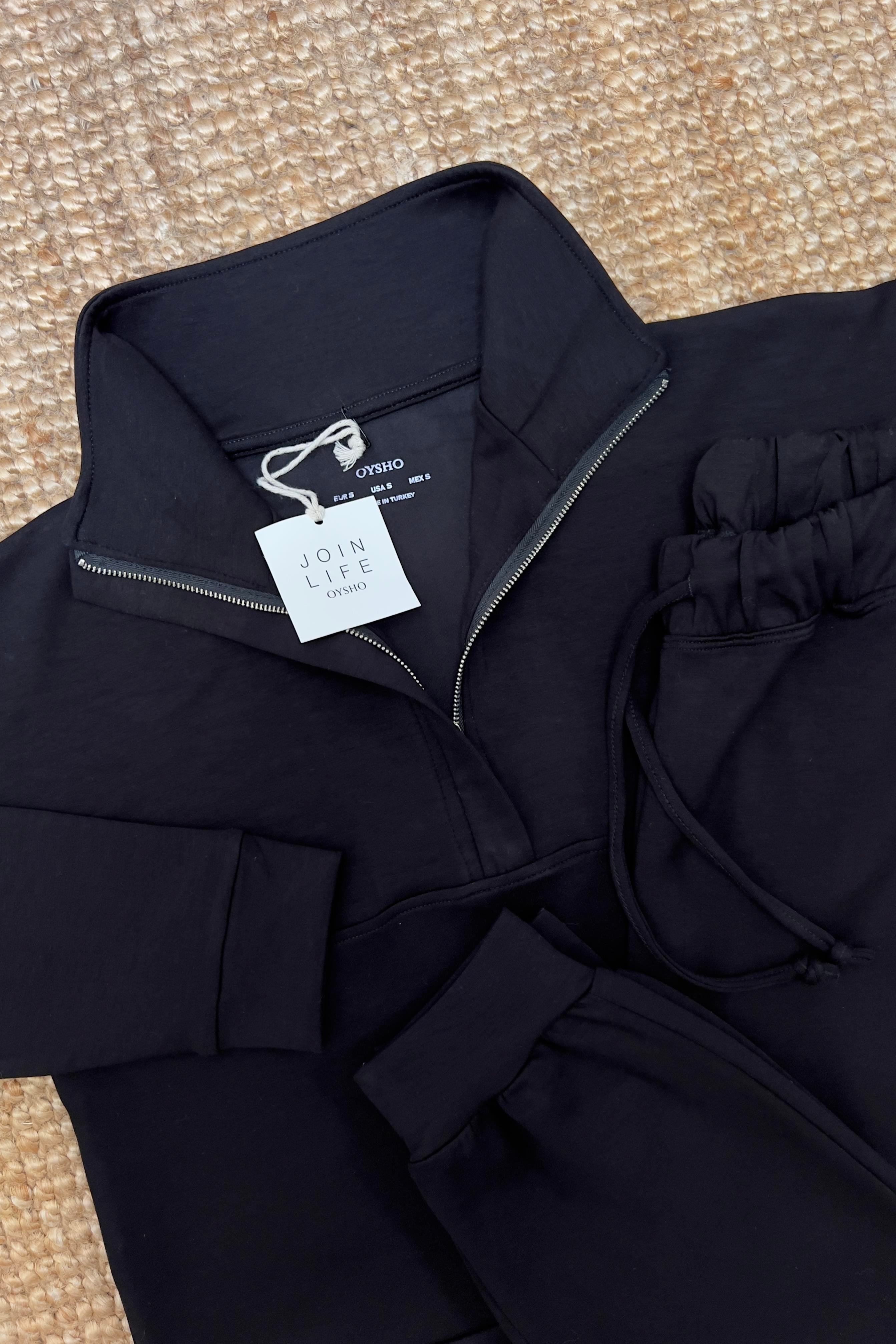 Siyah Oys Yarım Fermuarlı Modal Takım uygun fiyatlarda www.butikhola.com adresinde