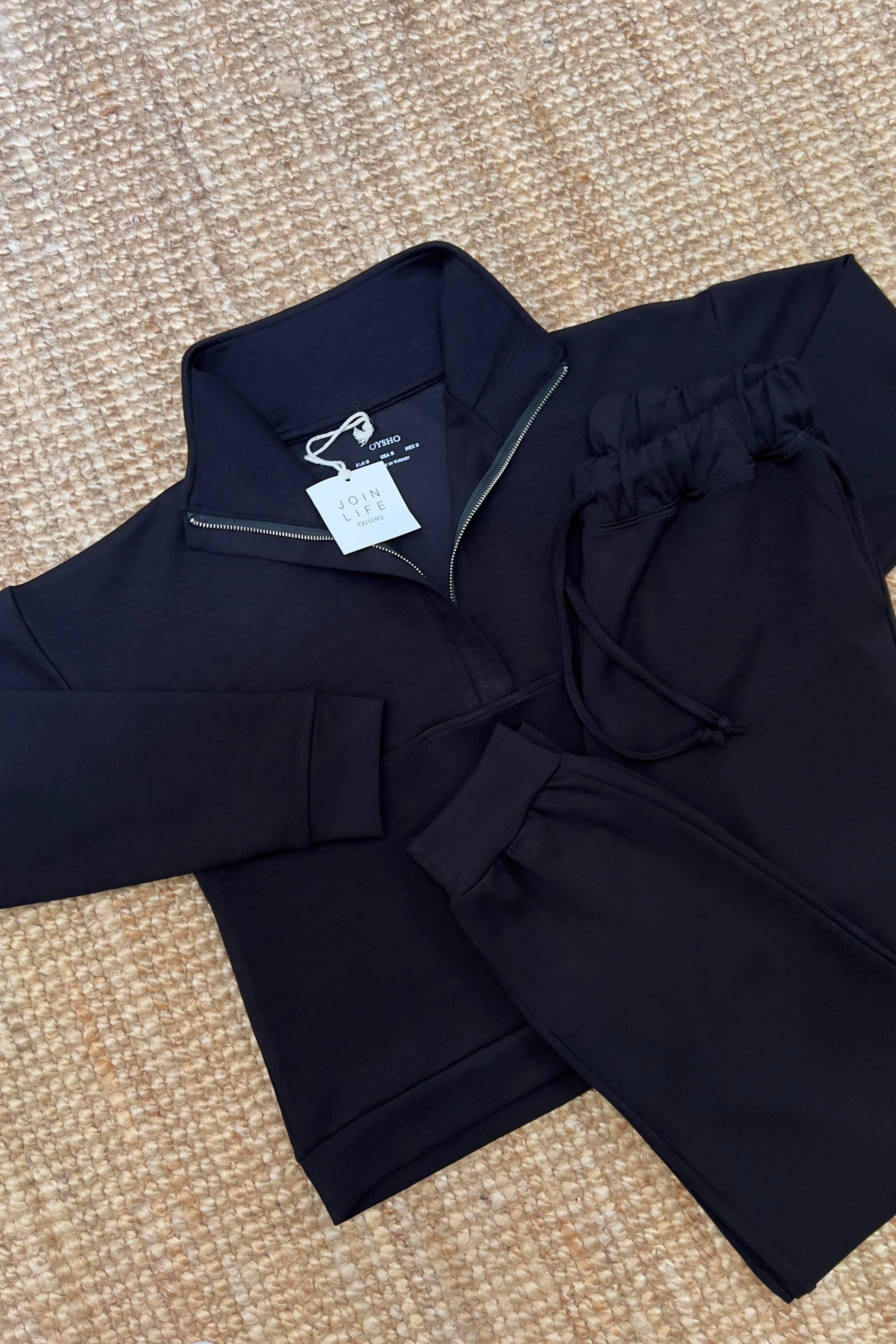 Siyah Oys Yarım Fermuarlı Modal Takım uygun fiyatlarda www.butikhola.com adresinde