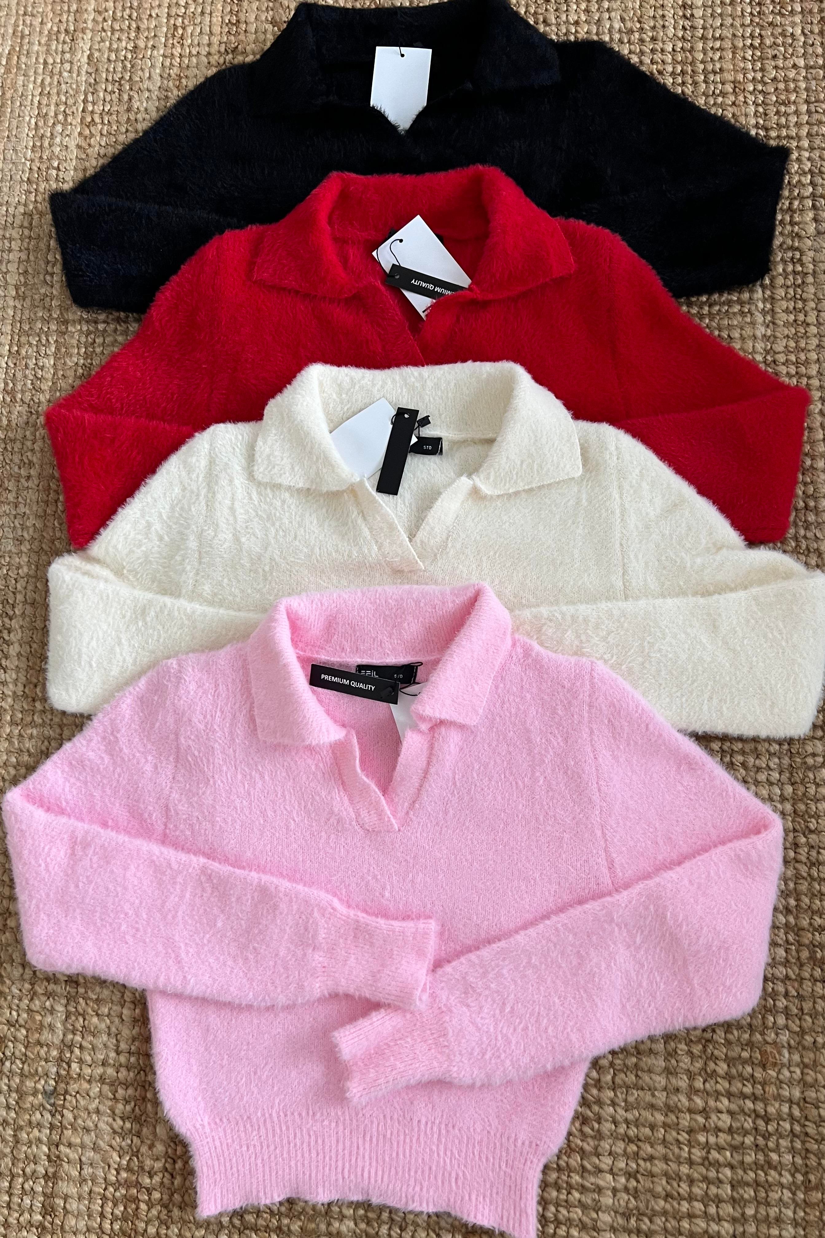 Siyah Polo Yaka Yumoş Kazak uygun fiyatlarda www.butikhola.com adresinde