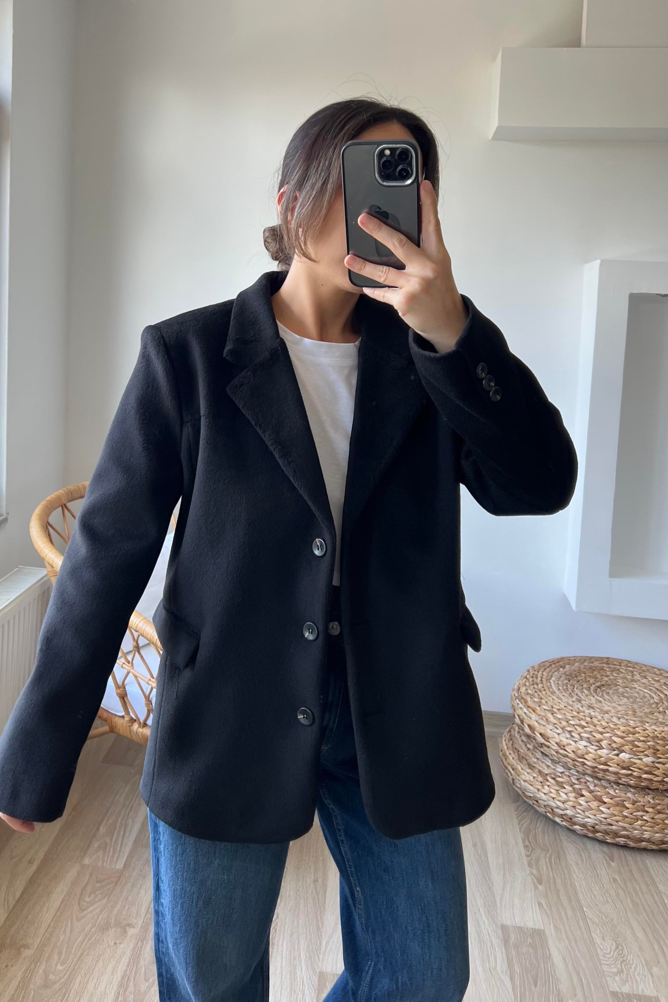 Siyah Premium Cepli Kaşe Blazer Ceket uygun fiyatlarda www.butikhola.com adresinde