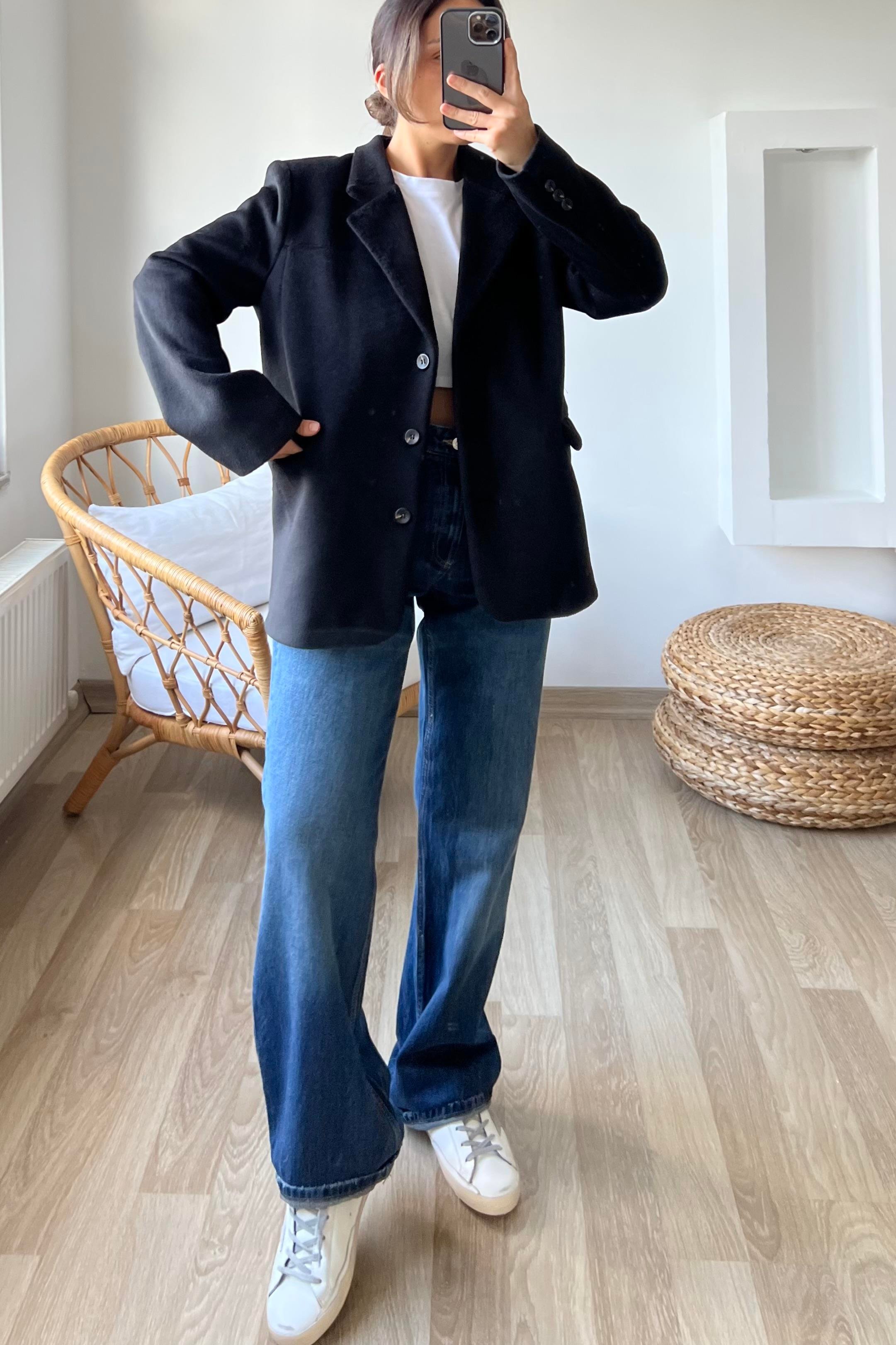 Siyah Premium Cepli Kaşe Blazer Ceket uygun fiyatlarda www.butikhola.com adresinde