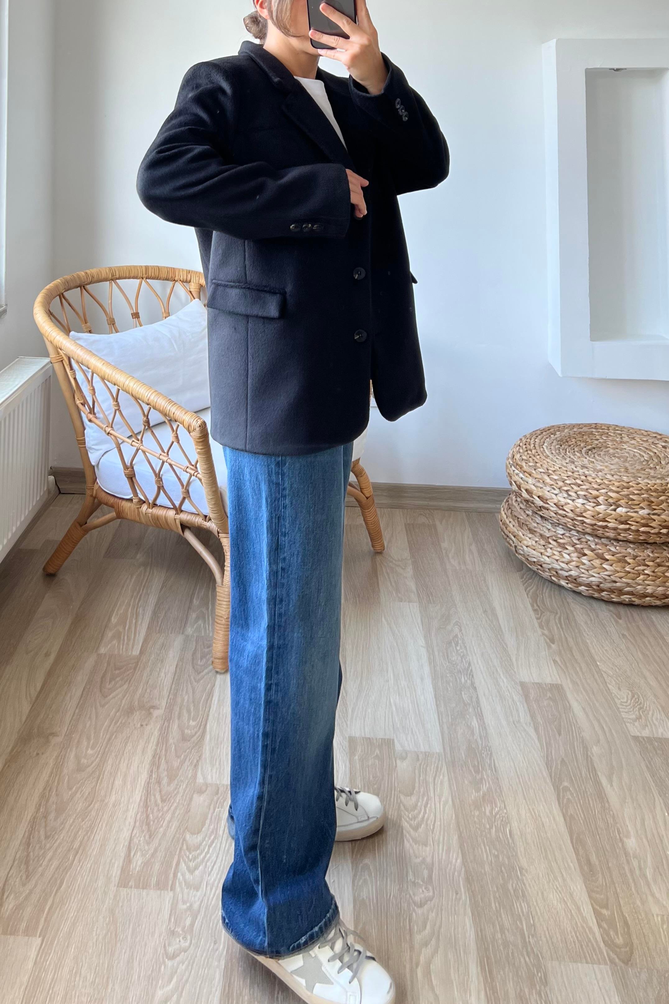 Siyah Premium Cepli Kaşe Blazer Ceket uygun fiyatlarda www.butikhola.com adresinde