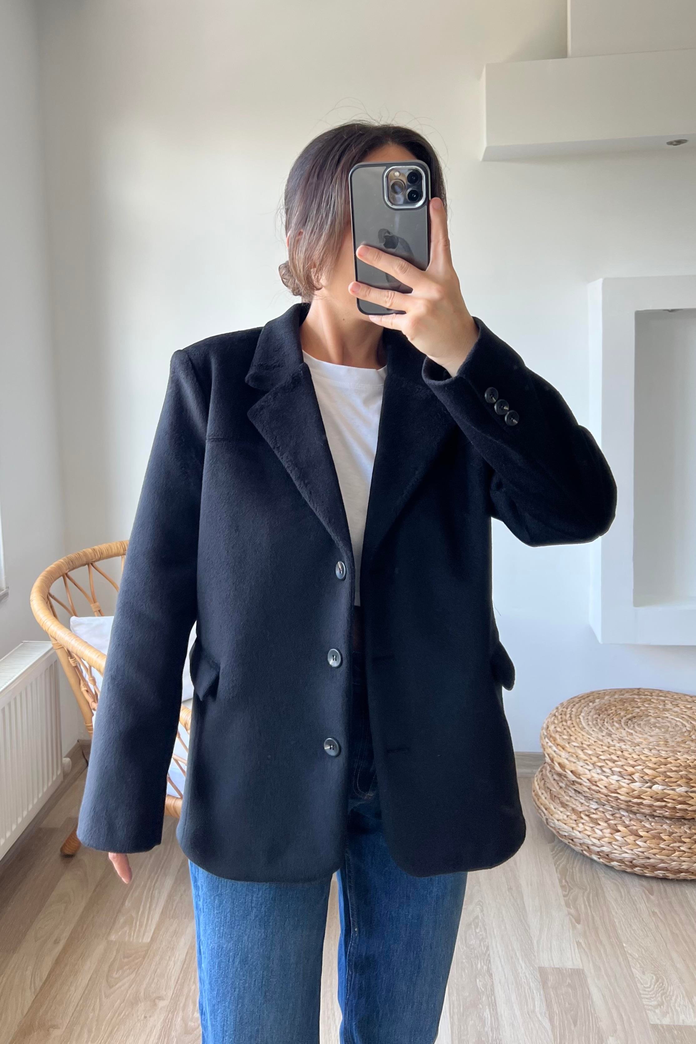 Siyah Premium Cepli Kaşe Blazer Ceket uygun fiyatlarda www.butikhola.com adresinde