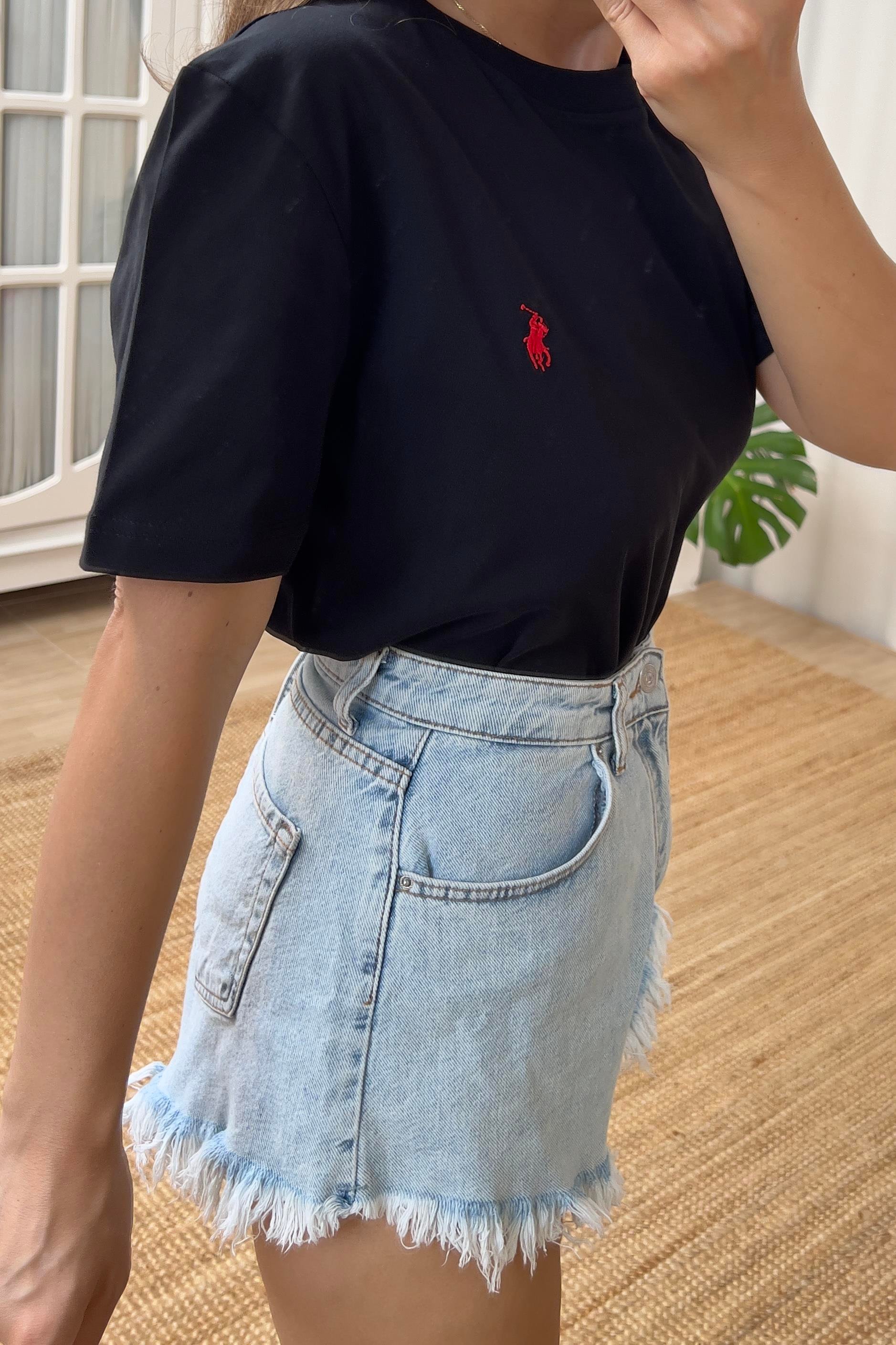 Siyah PRL Mini Nakış Logolu Tshirt uygun fiyatlarda www.butikhola.com adresinde