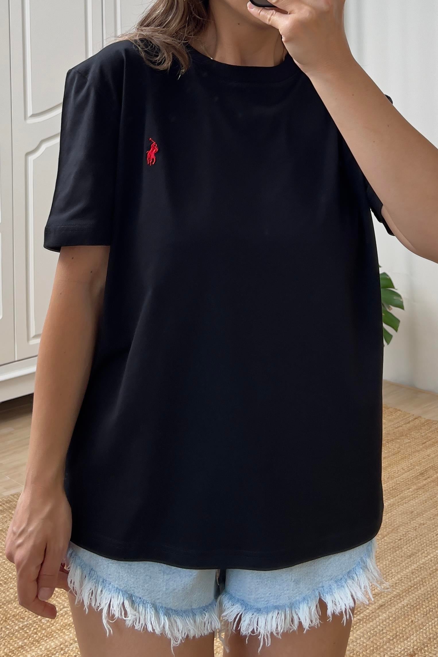 Siyah PRL Mini Nakış Logolu Tshirt uygun fiyatlarda www.butikhola.com adresinde