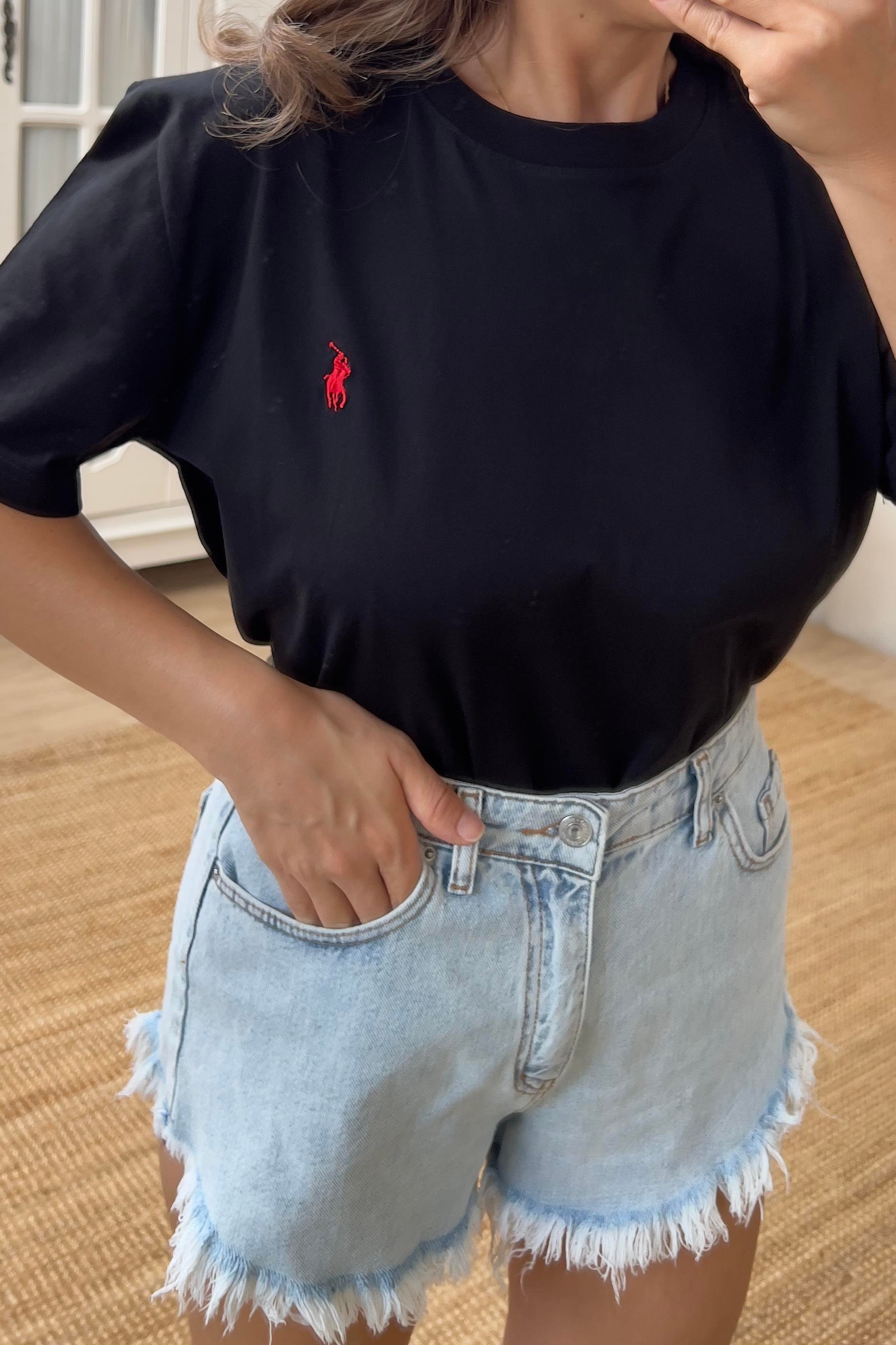 Siyah PRL Mini Nakış Logolu Tshirt uygun fiyatlarda www.butikhola.com adresinde