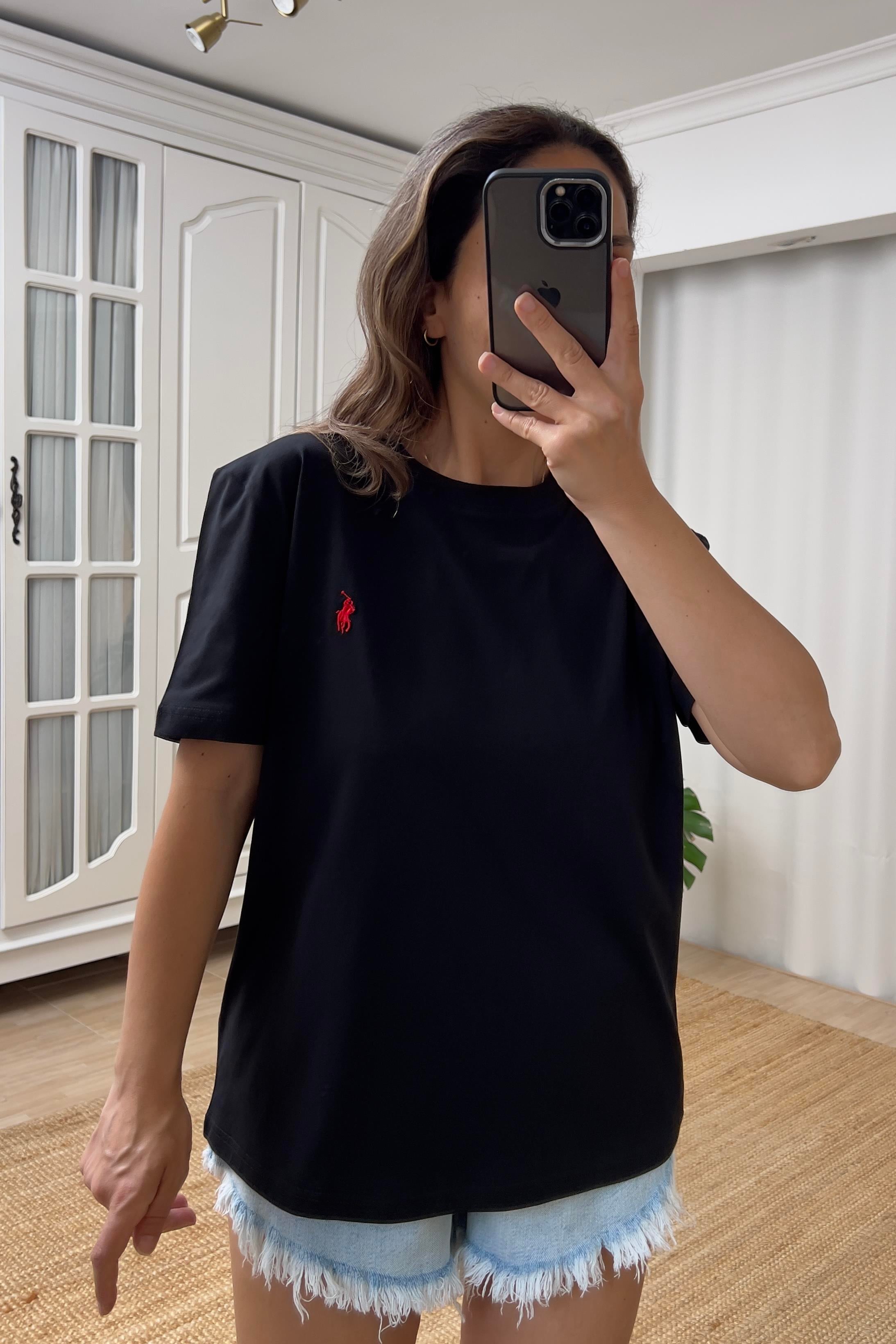 Siyah PRL Mini Nakış Logolu Tshirt uygun fiyatlarda www.butikhola.com adresinde