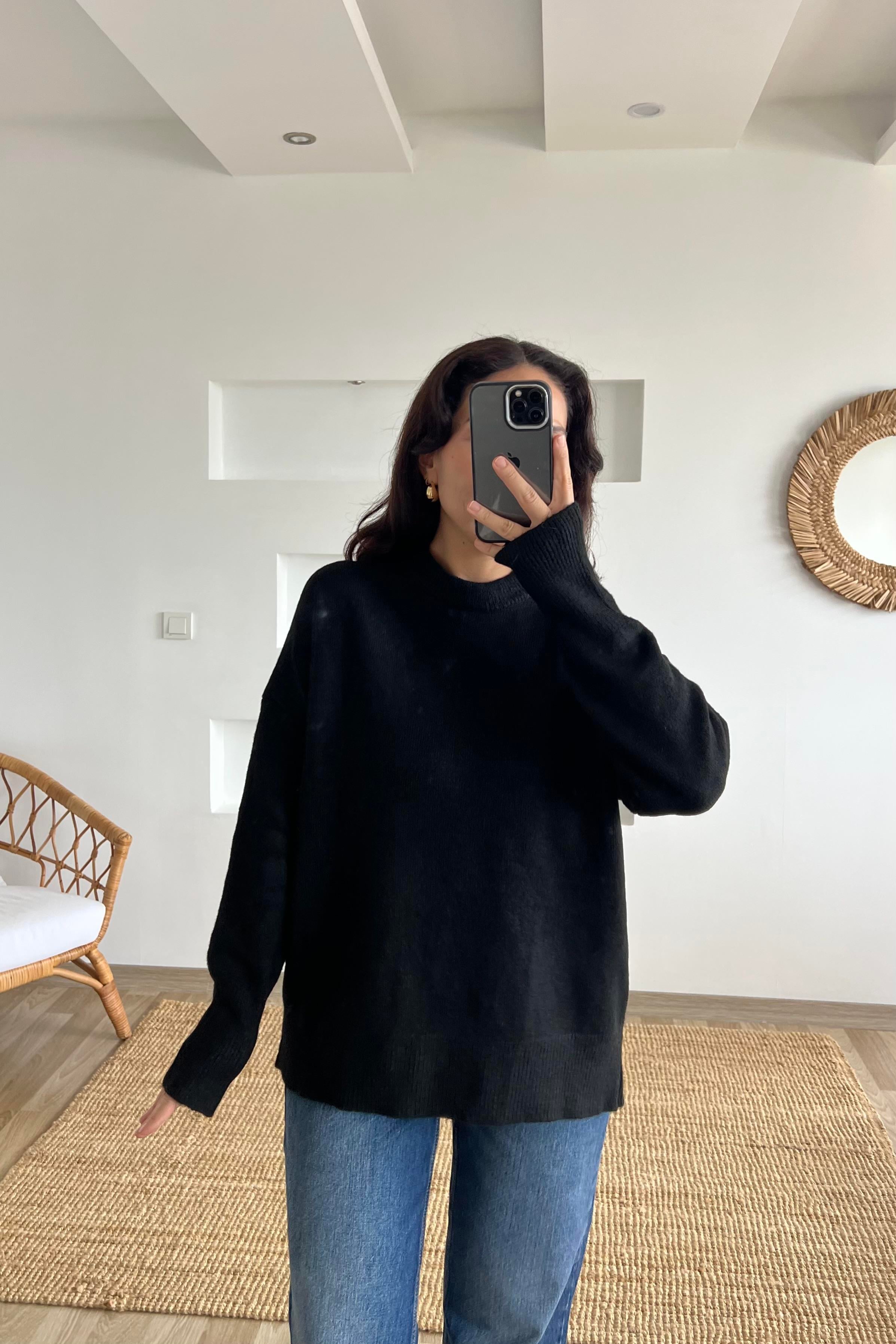 Siyah Soft Touch Basic Kazak  uygun fiyatlarda www.butikhola.com adresinde