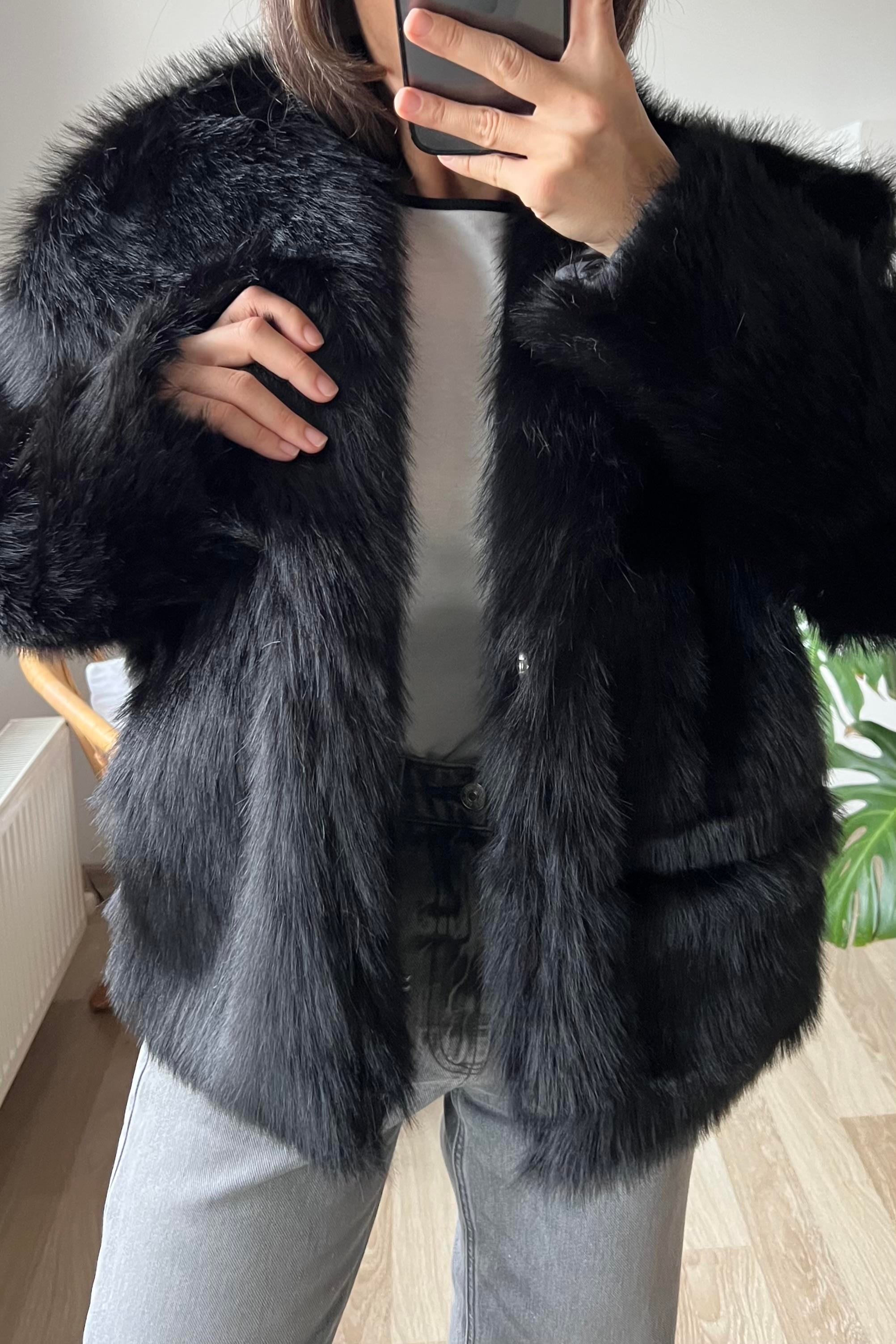 Siyah Suni Kürk Ceket uygun fiyatlarda www.butikhola.com adresinde