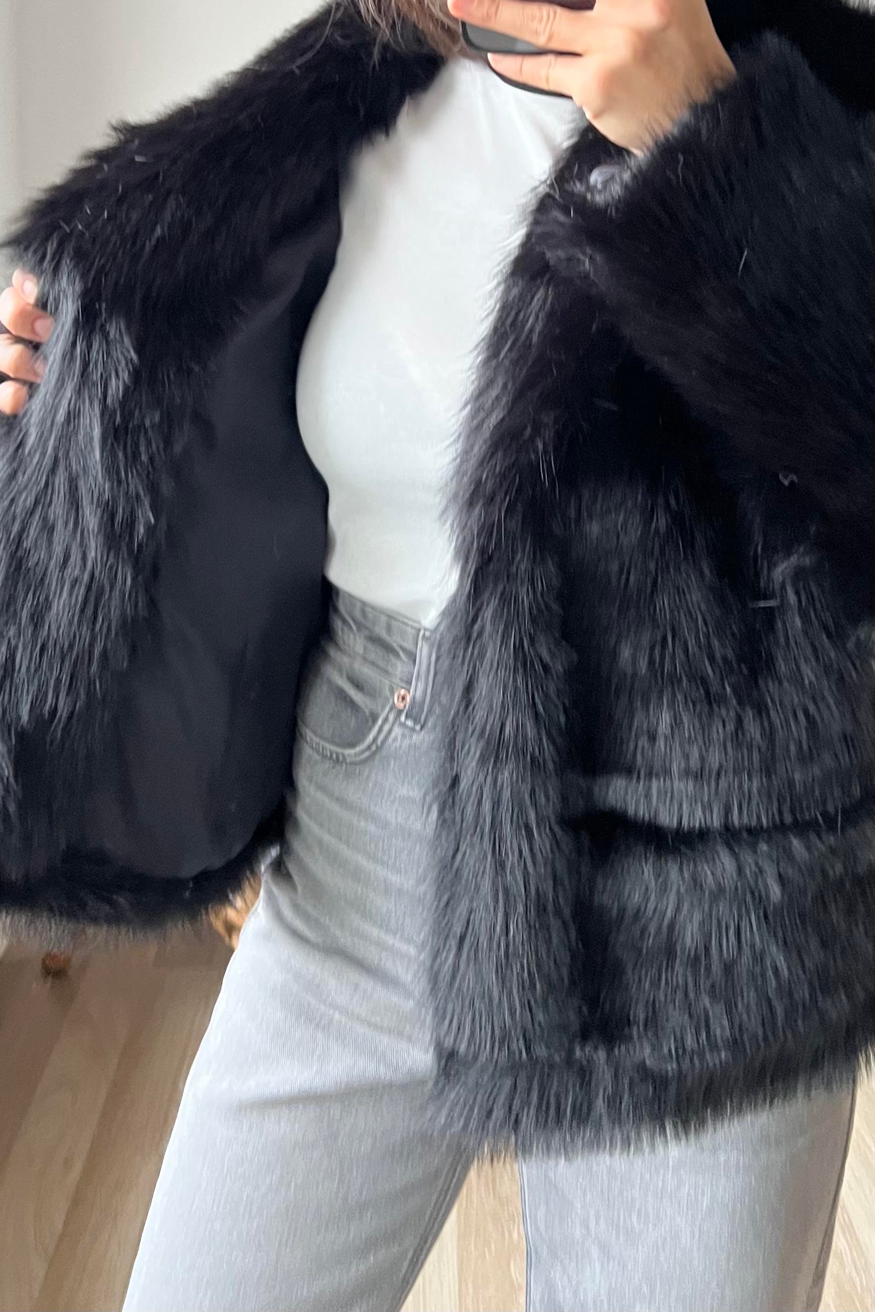 Siyah Suni Kürk Ceket uygun fiyatlarda www.butikhola.com adresinde