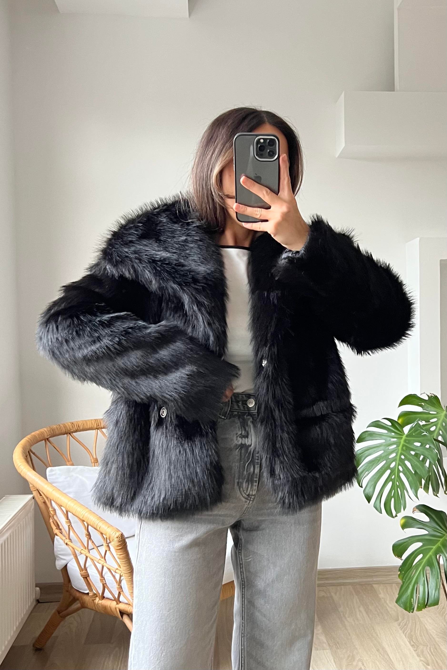 Siyah Suni Kürk Ceket uygun fiyatlarda www.butikhola.com adresinde