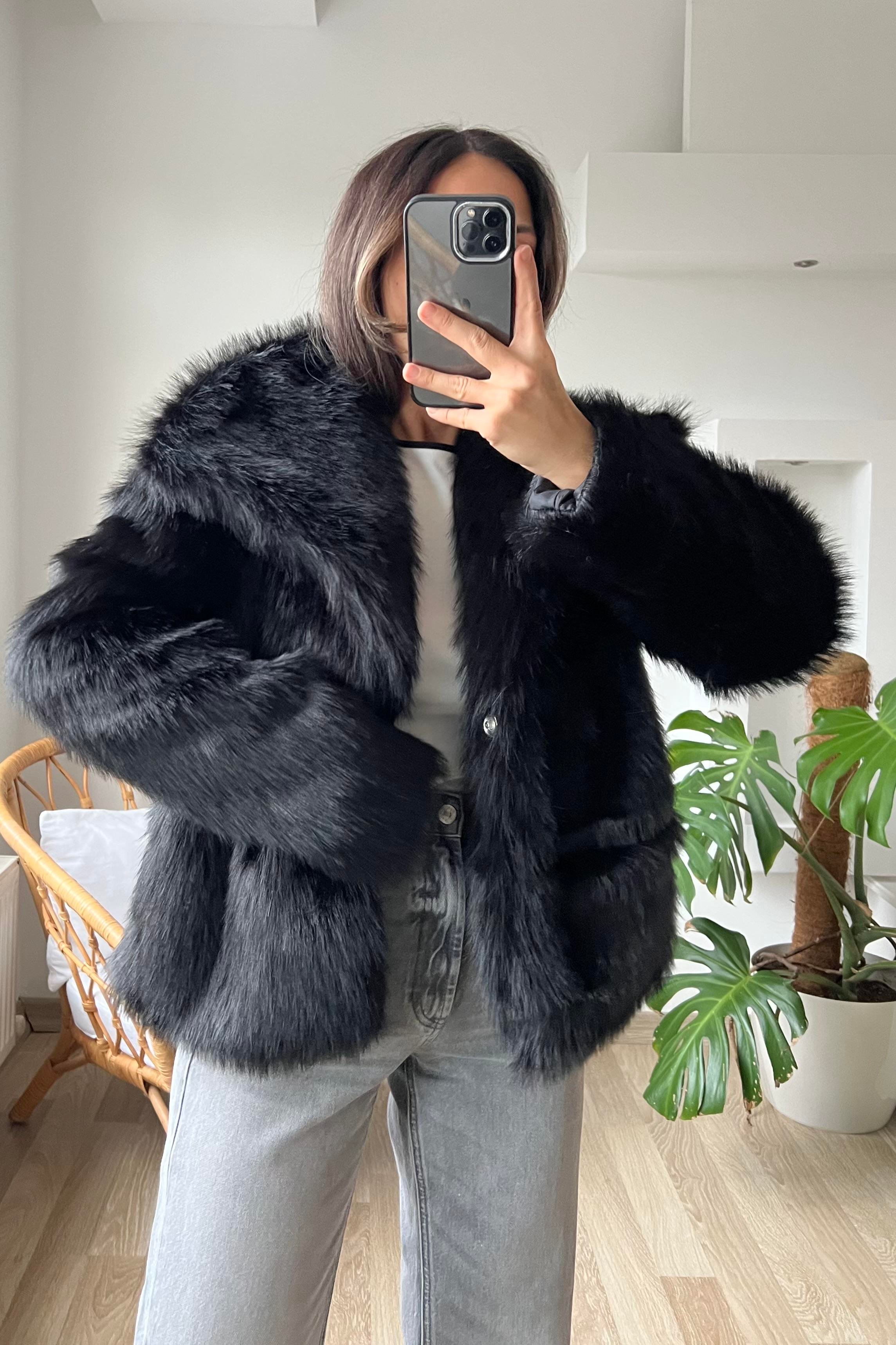 Siyah Suni Kürk Ceket uygun fiyatlarda www.butikhola.com adresinde