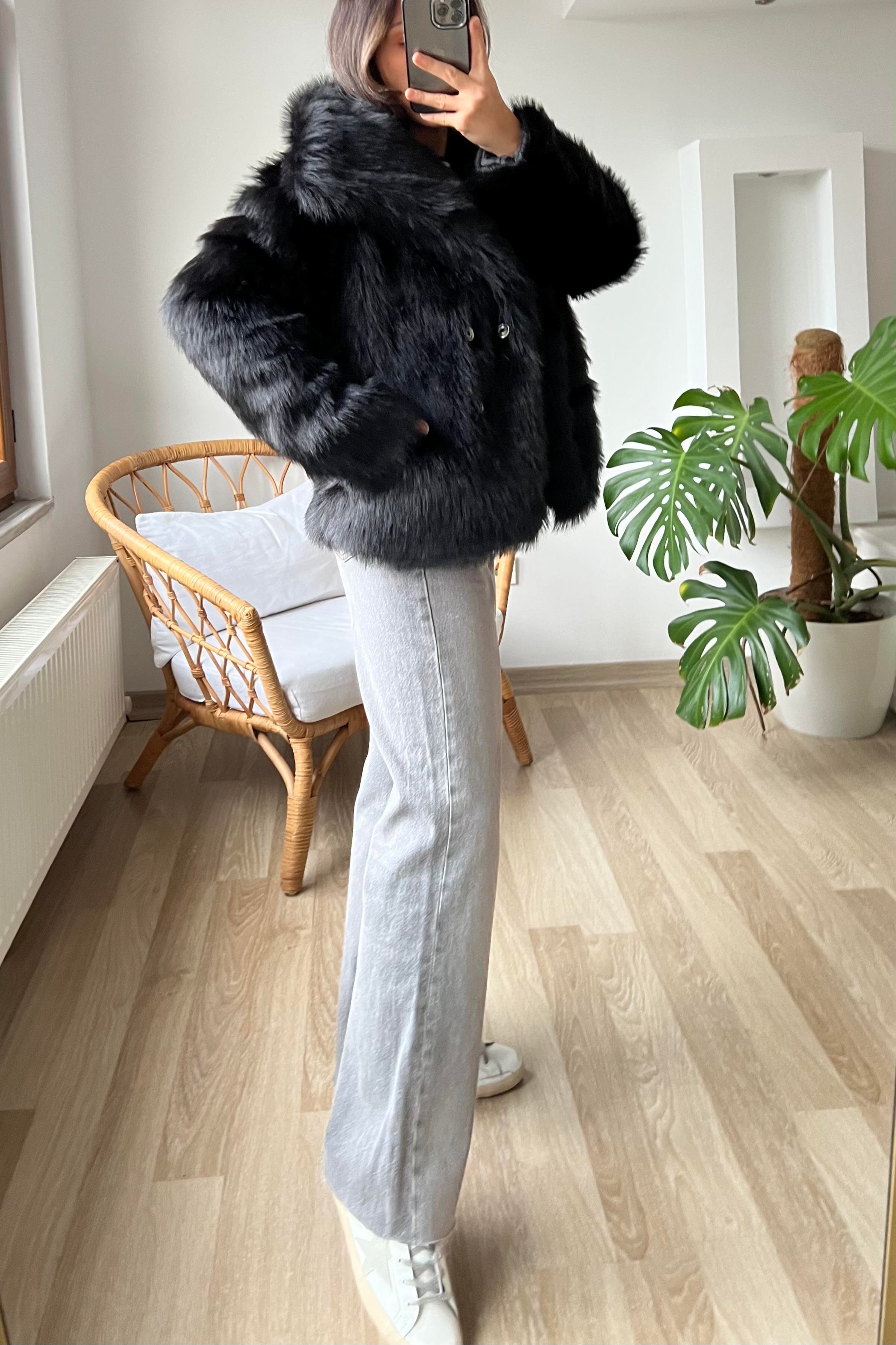 Siyah Suni Kürk Ceket uygun fiyatlarda www.butikhola.com adresinde