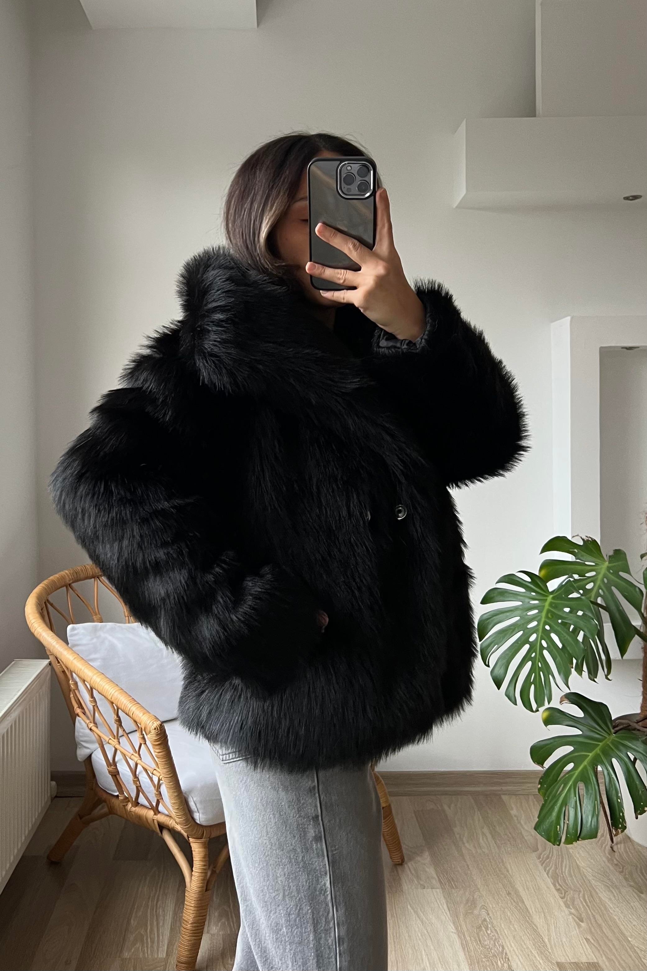 Siyah Suni Kürk Ceket uygun fiyatlarda www.butikhola.com adresinde
