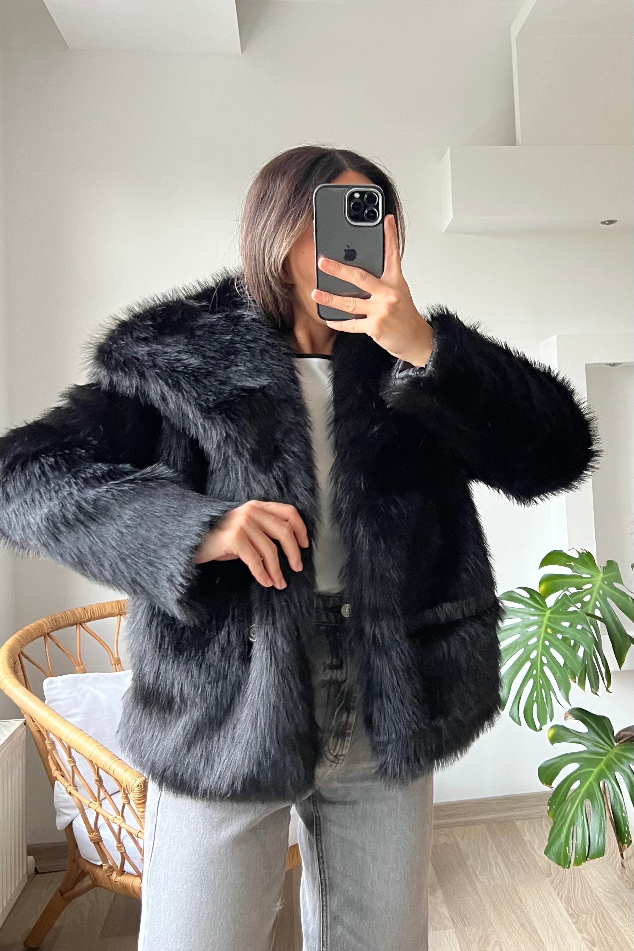 Siyah Suni Kürk Ceket uygun fiyatlarda www.butikhola.com adresinde