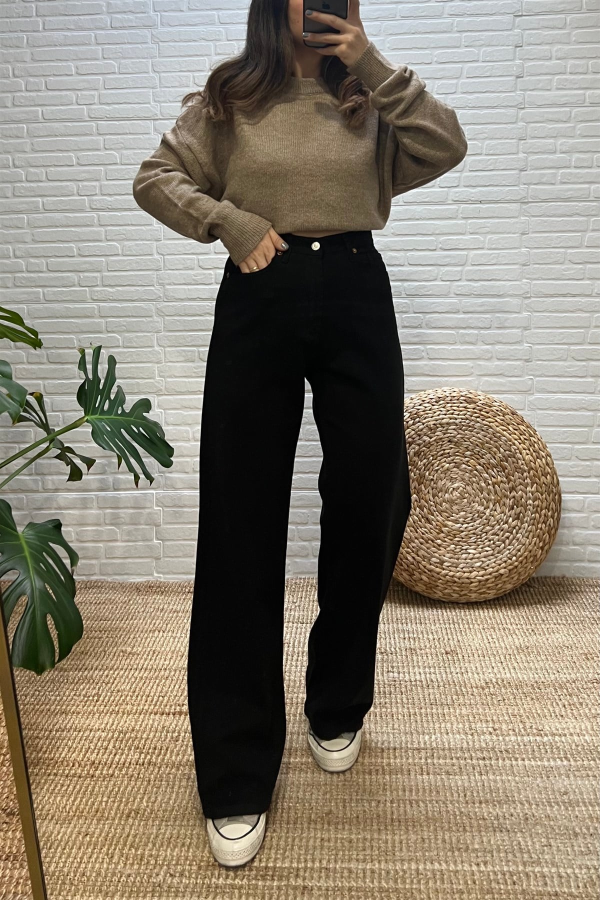 Sütlü Kahve Oversize Basic Kazak uygun fiyatlarda www.butikhola.com adresinde