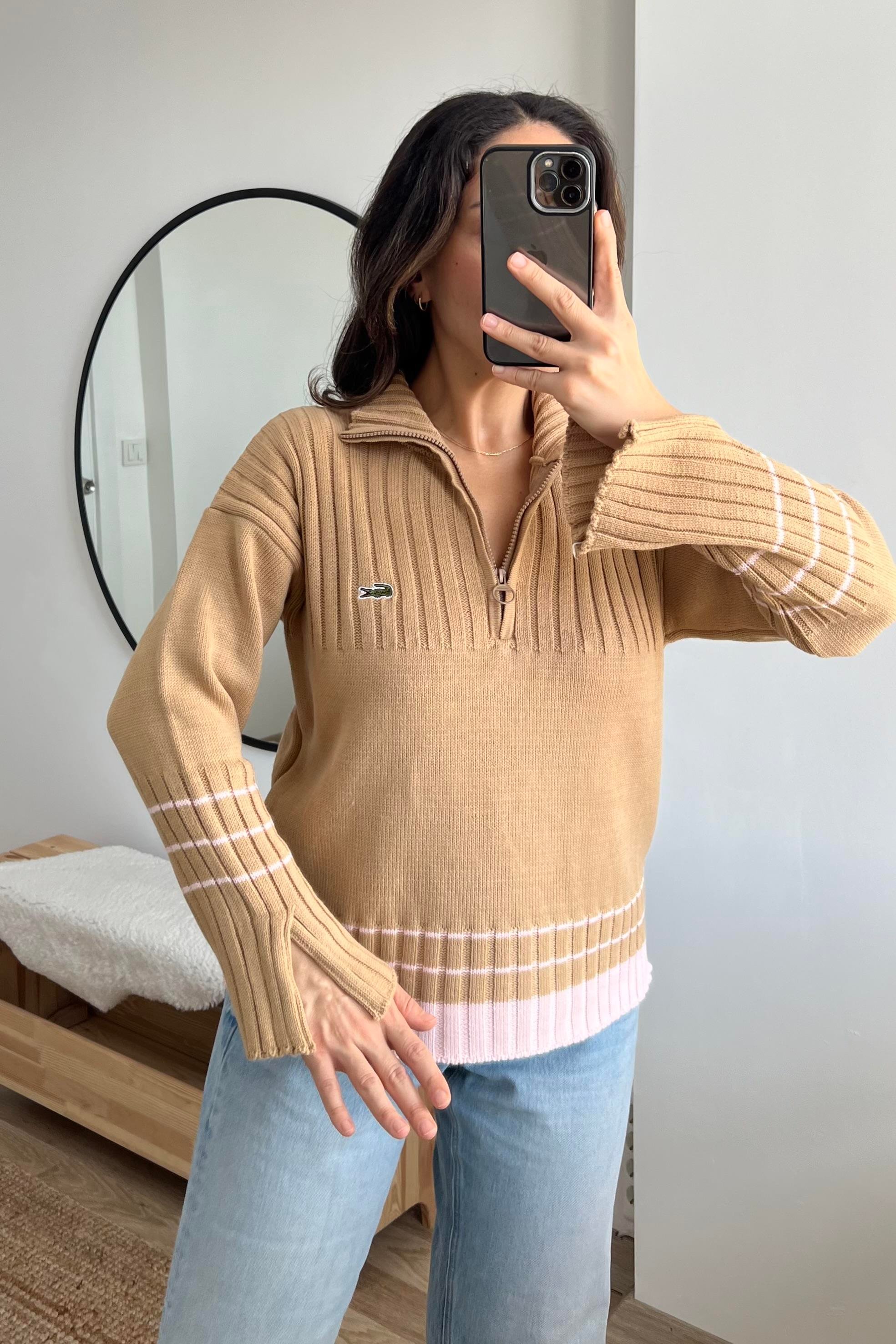 Sütlü Kahve Yakası Fermuarlı Kazak uygun fiyatlarda www.butikhola.com adresinde