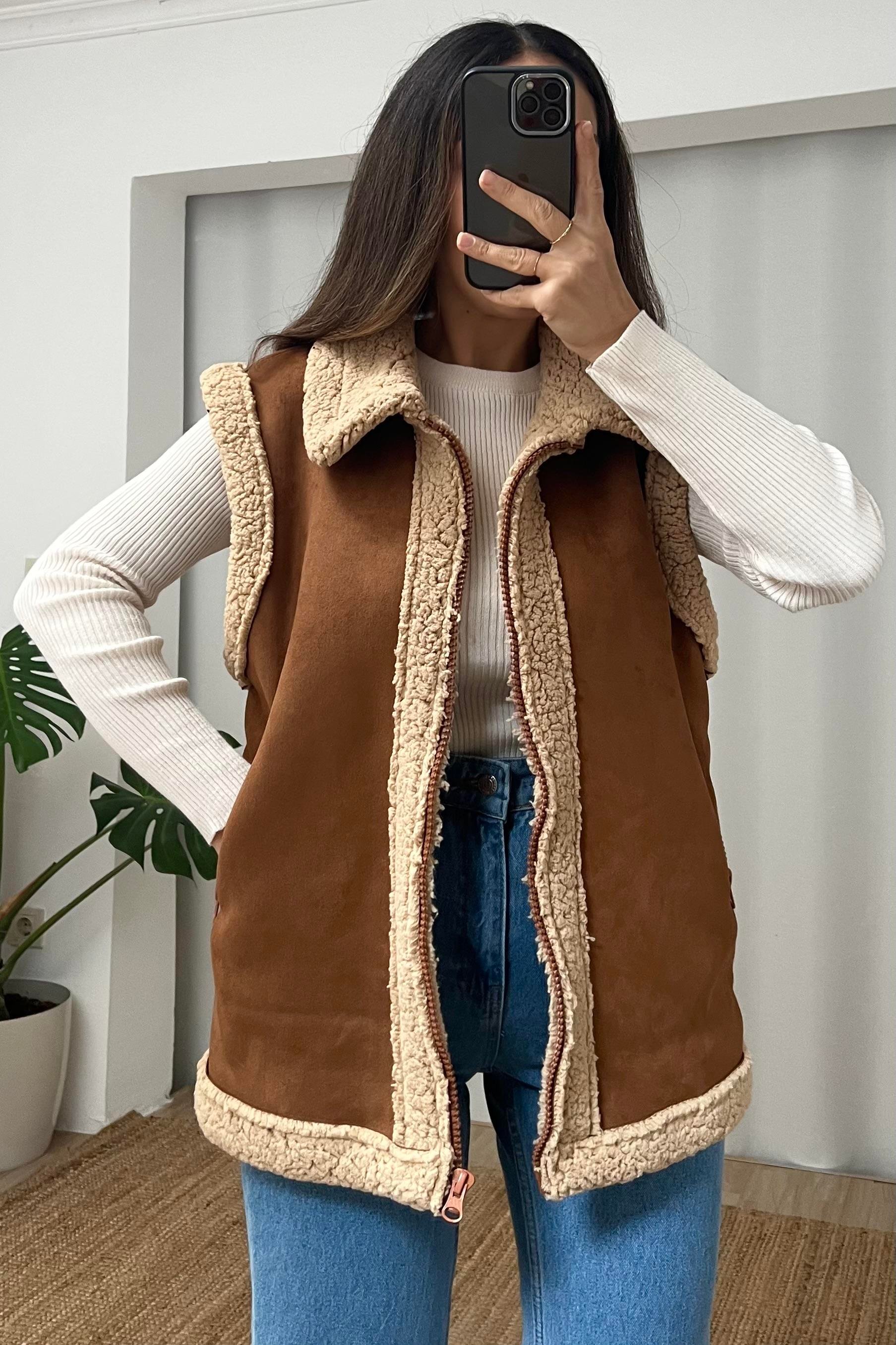 Taba İçi Kürklü Nubuk Yelek uygun fiyatlarda www.butikhola.com adresinde