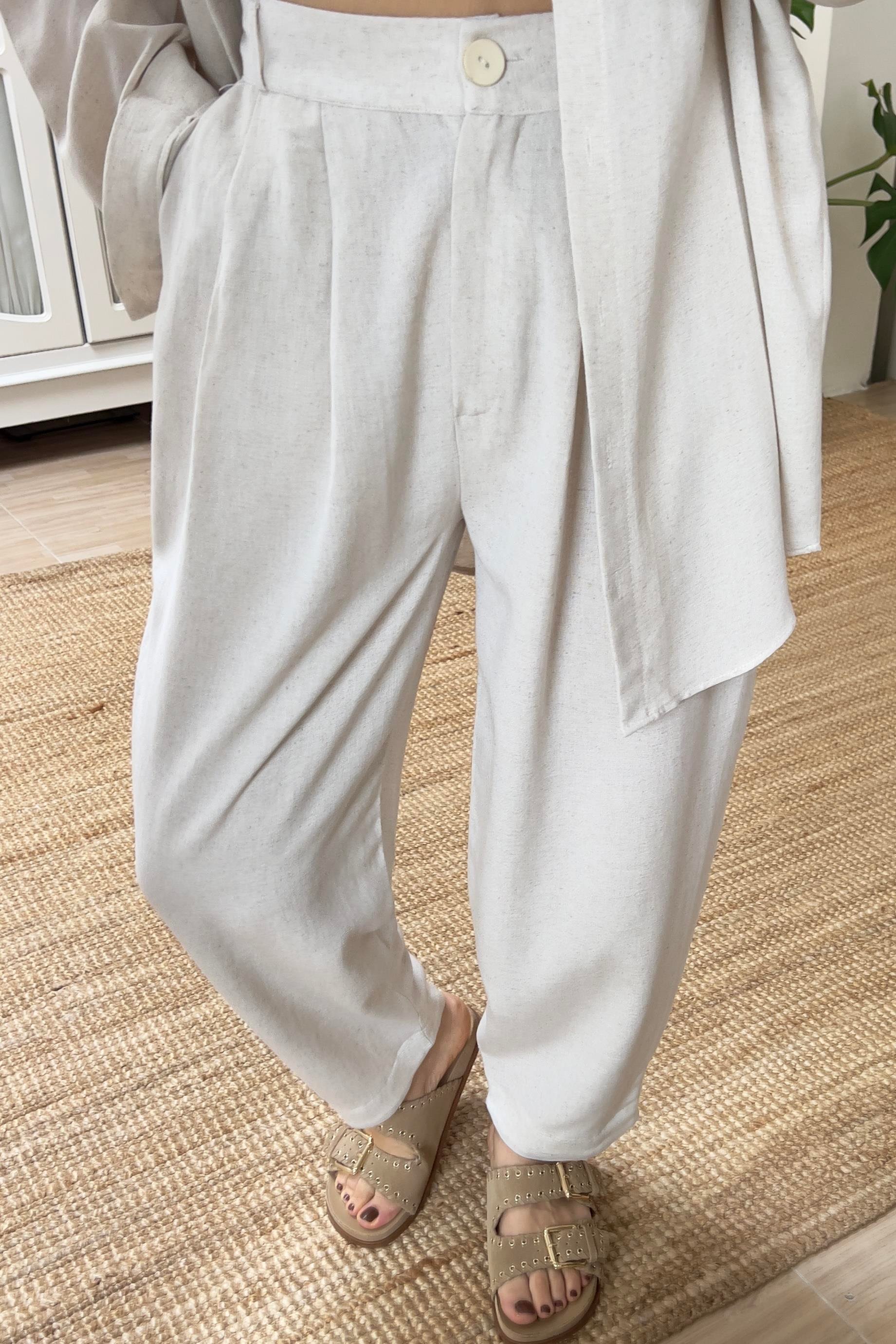 Taş Beli Lastikli Keten Şalvar Pantolon uygun fiyatlarda www.butikhola.com adresinde