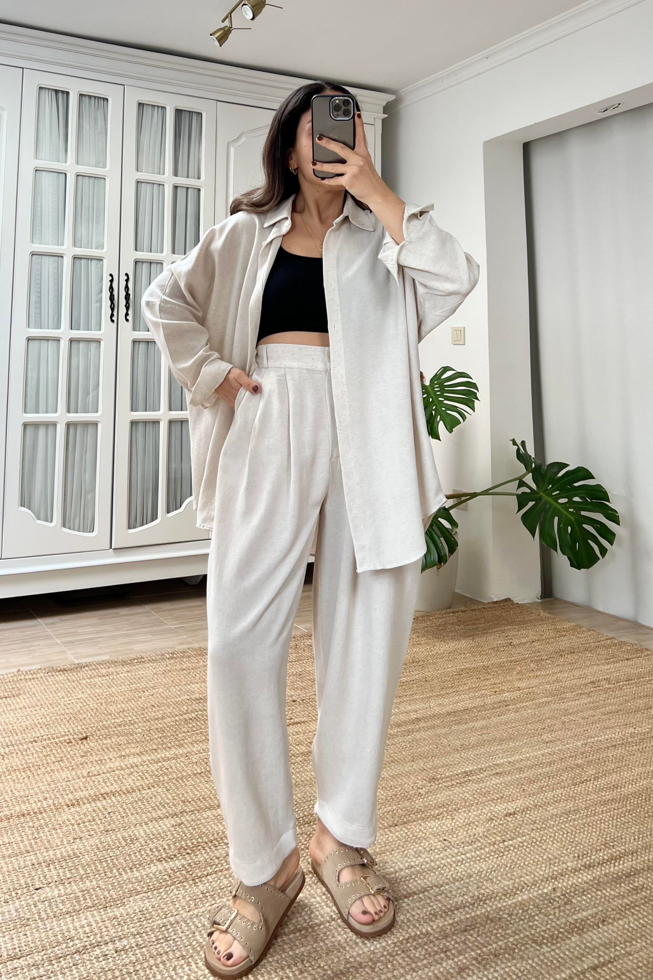 Taş Beli Lastikli Keten Şalvar Pantolon uygun fiyatlarda www.butikhola.com adresinde
