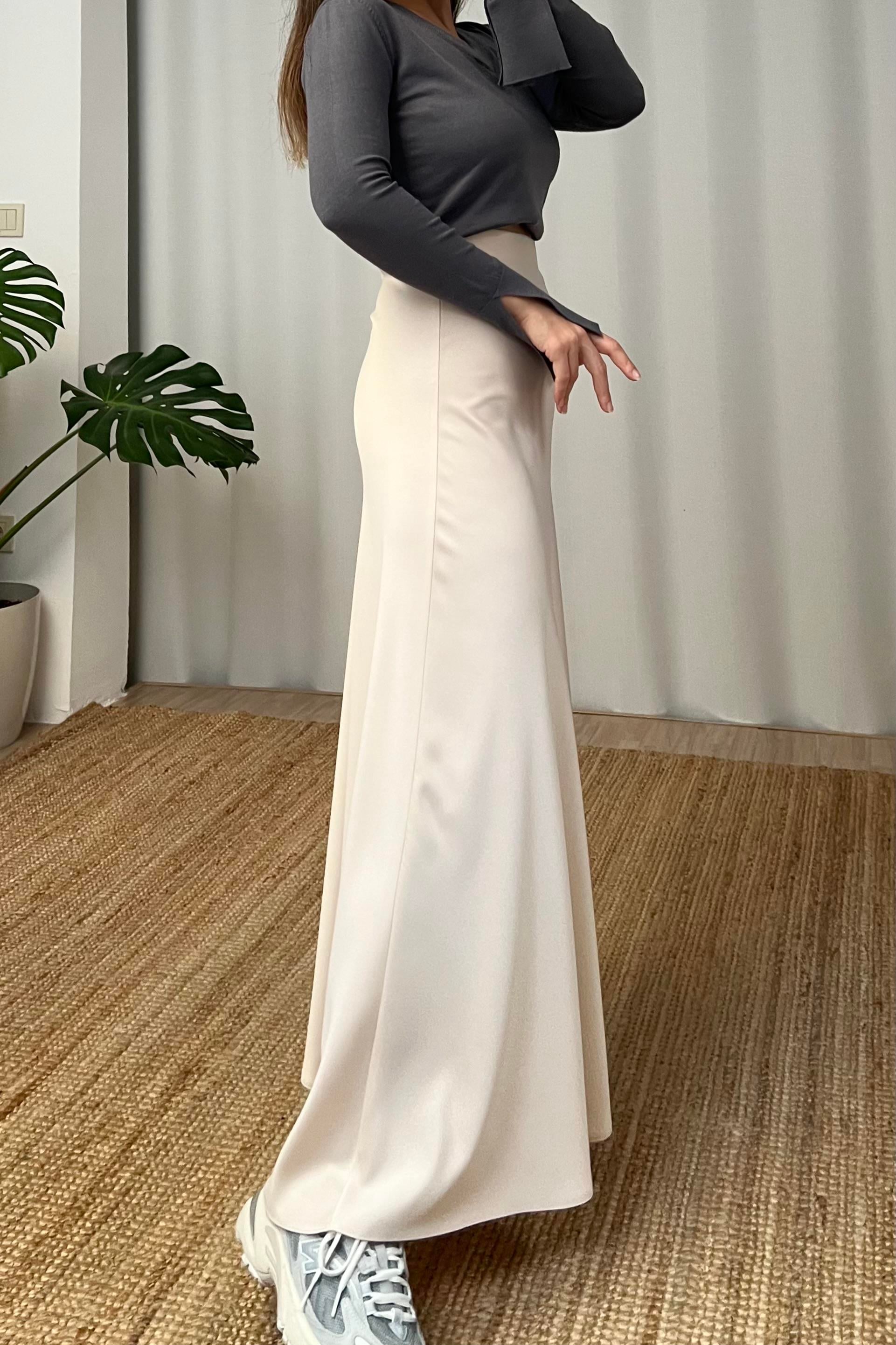 Taş Beli Lastikli Maksi Saten Etek uygun fiyatlarda www.butikhola.com adresinde