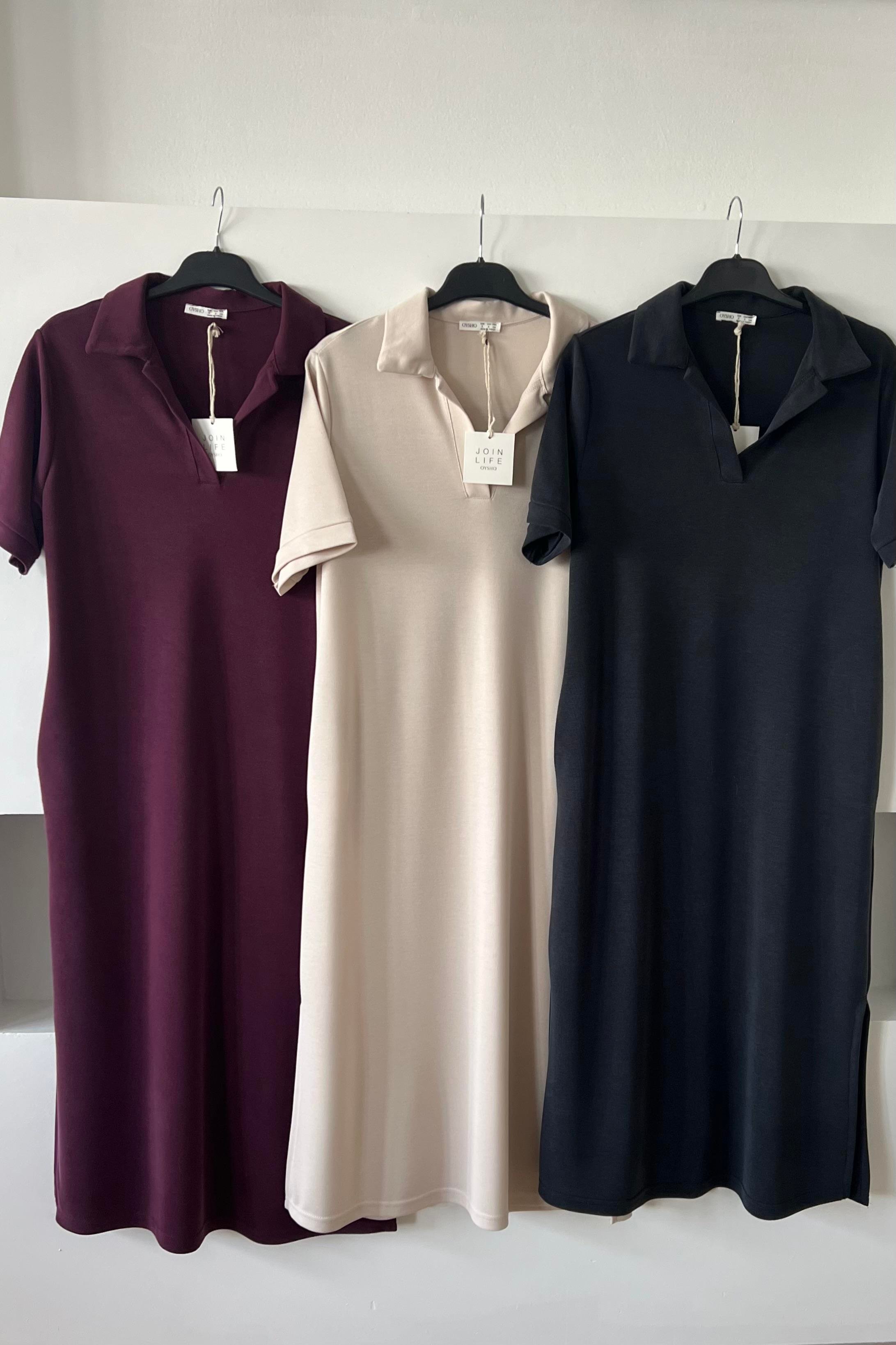 Taş Cepli Polo Yaka Comfort Elbise uygun fiyatlarda www.butikhola.com adresinde