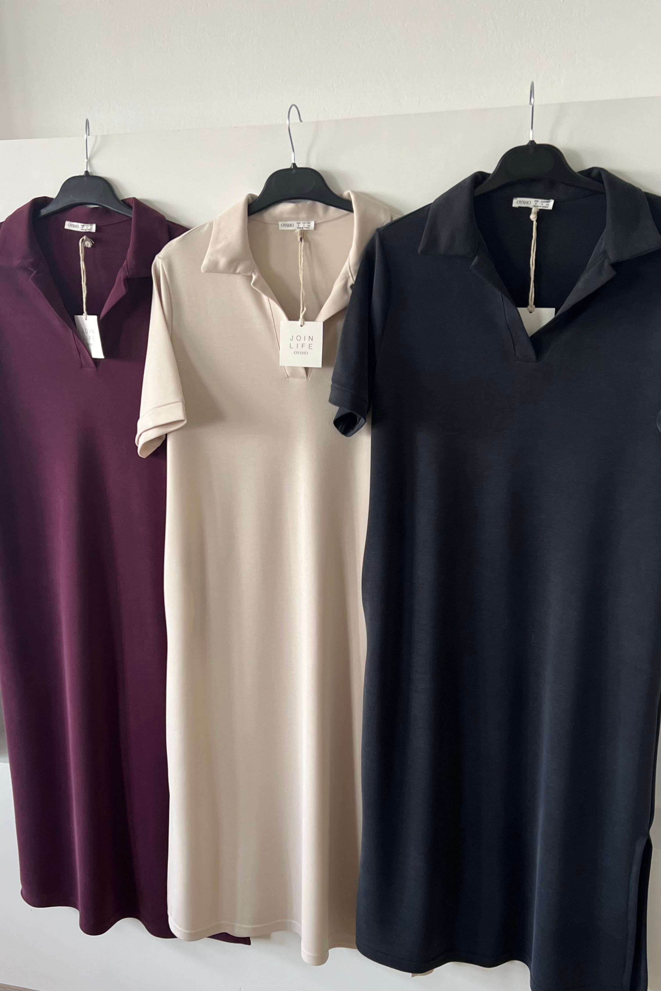 Taş Cepli Polo Yaka Comfort Elbise uygun fiyatlarda www.butikhola.com adresinde