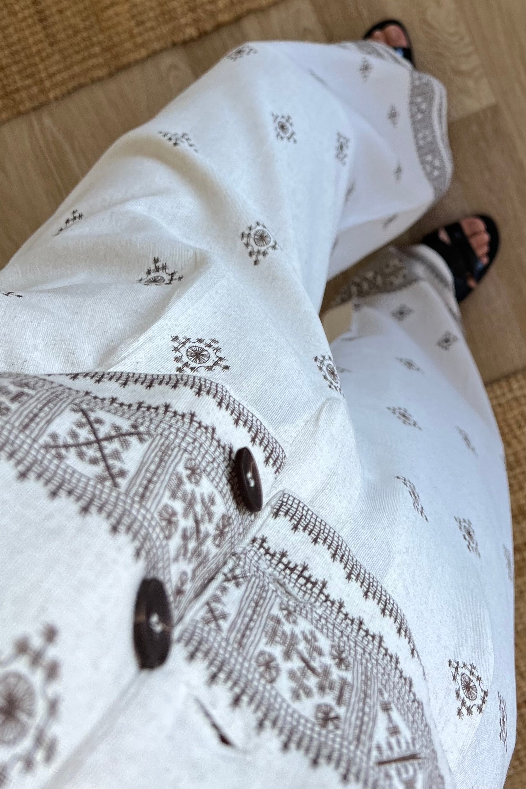 Taş Etnik Desen Yelek Pantolon Keten Takım uygun fiyatlarda www.butikhola.com adresinde