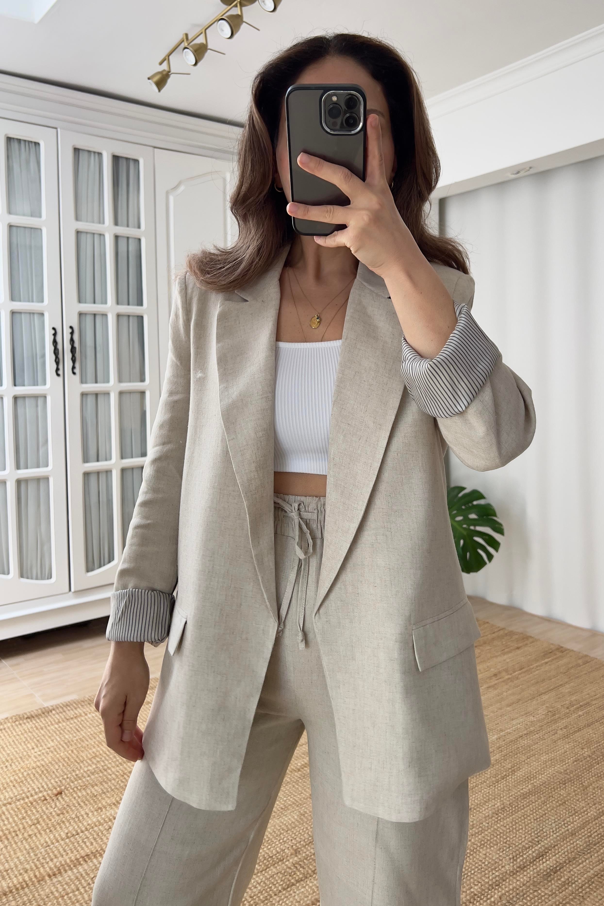 Taş Kapak Cepli Keten Blazer Ceket uygun fiyatlarda www.butikhola.com adresinde