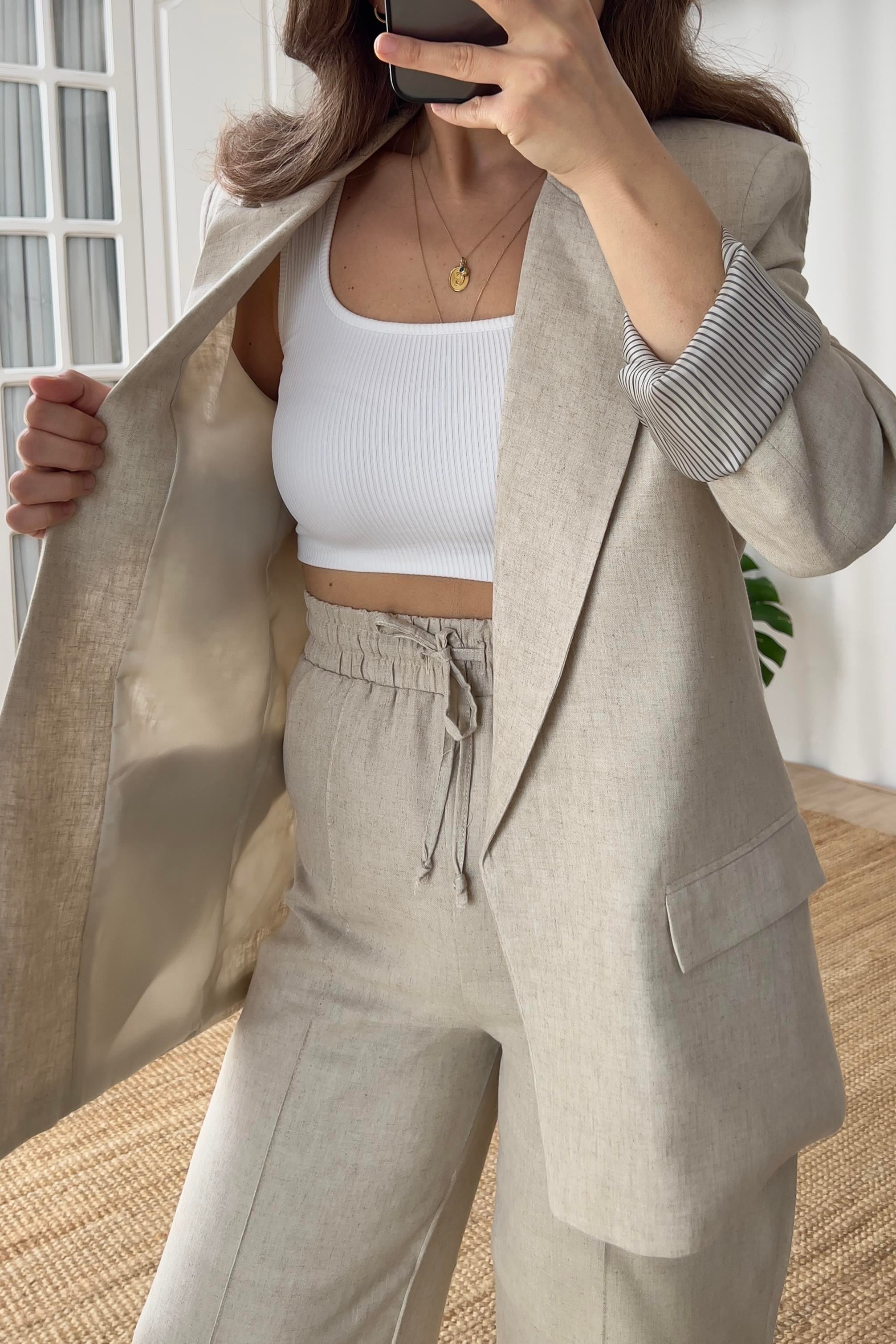Taş Kapak Cepli Keten Blazer Ceket uygun fiyatlarda www.butikhola.com adresinde