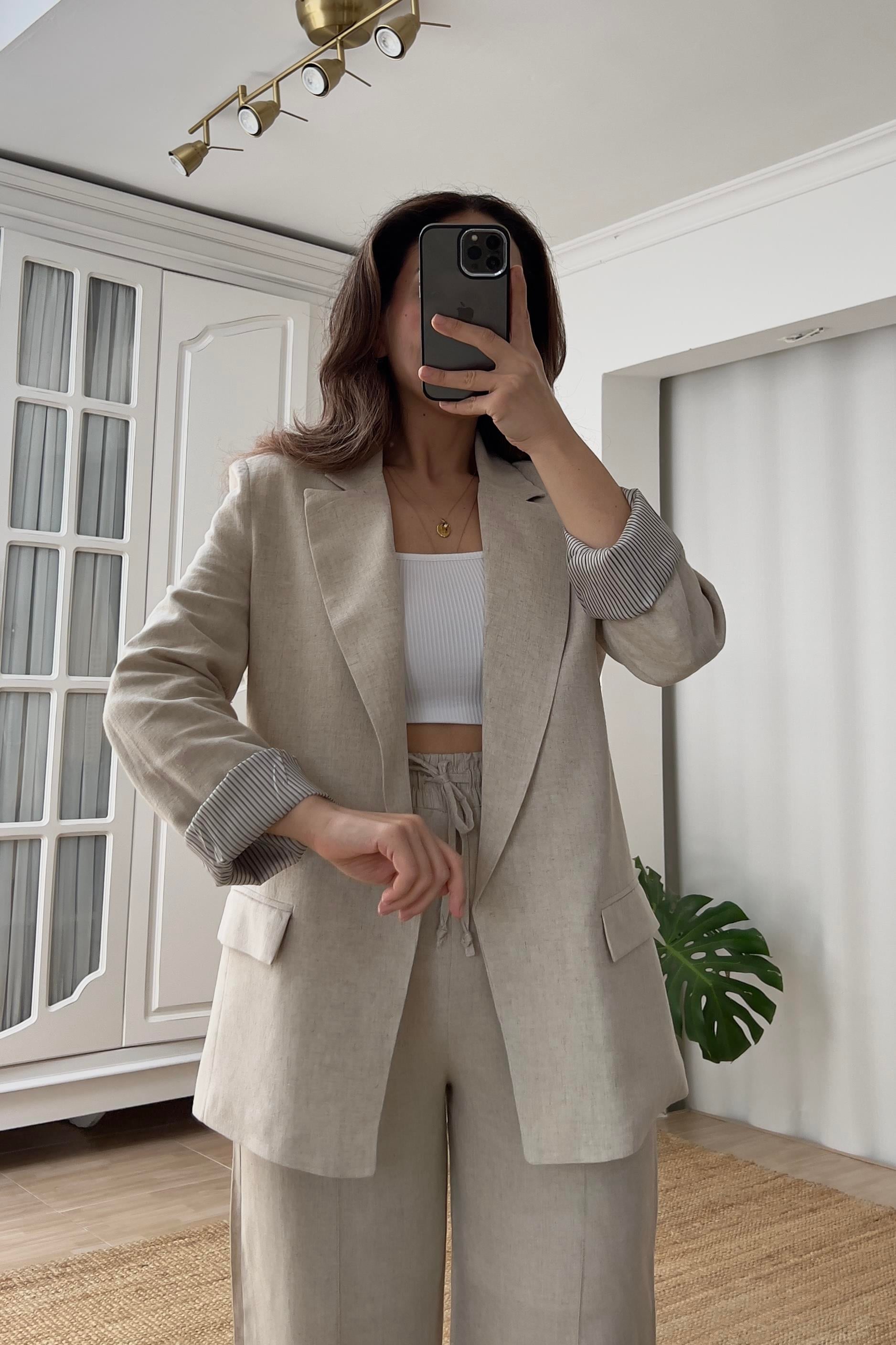 Taş Kapak Cepli Keten Blazer Ceket uygun fiyatlarda www.butikhola.com adresinde