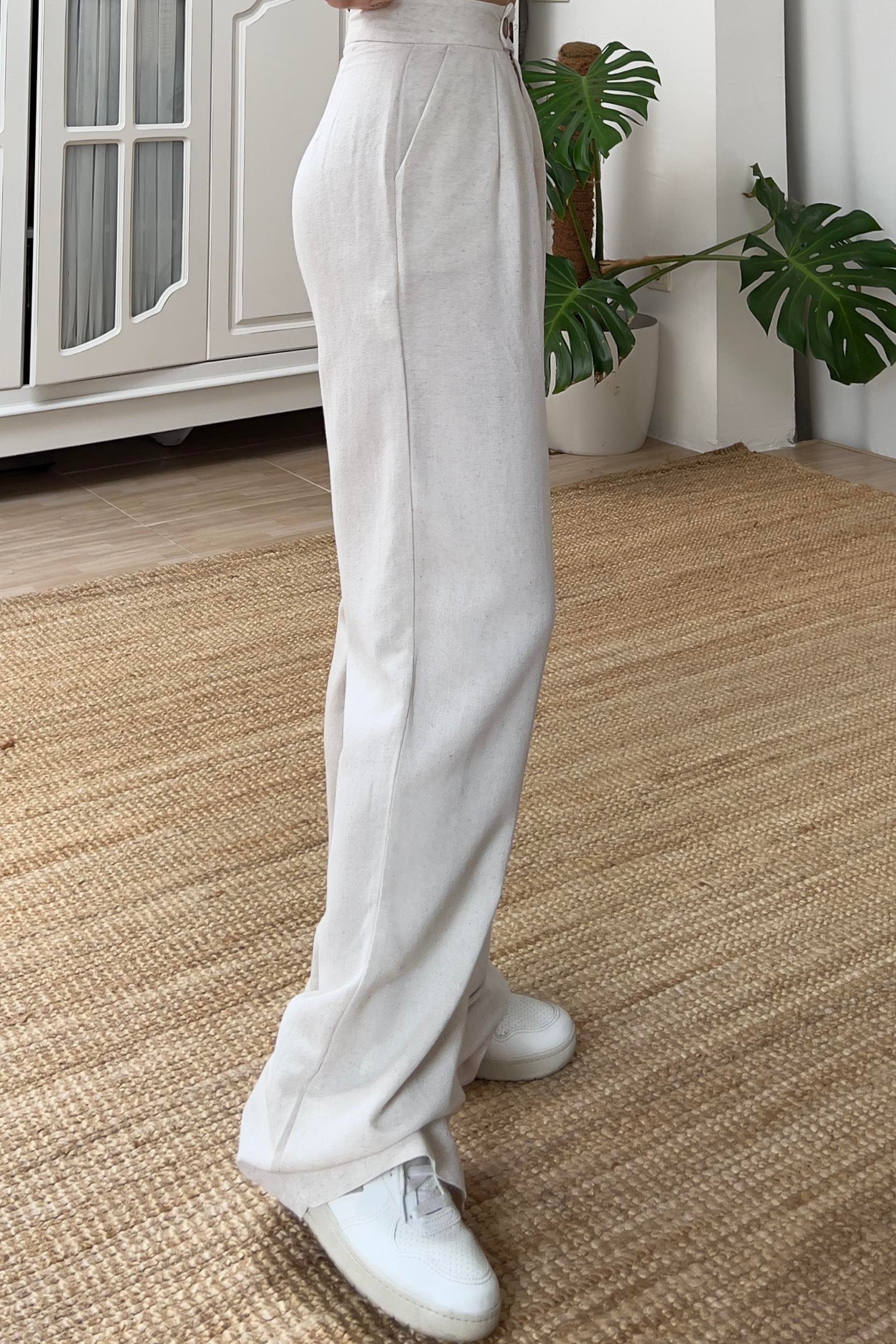 Taş Keten Palazzo Pantolon uygun fiyatlarda www.butikhola.com adresinde