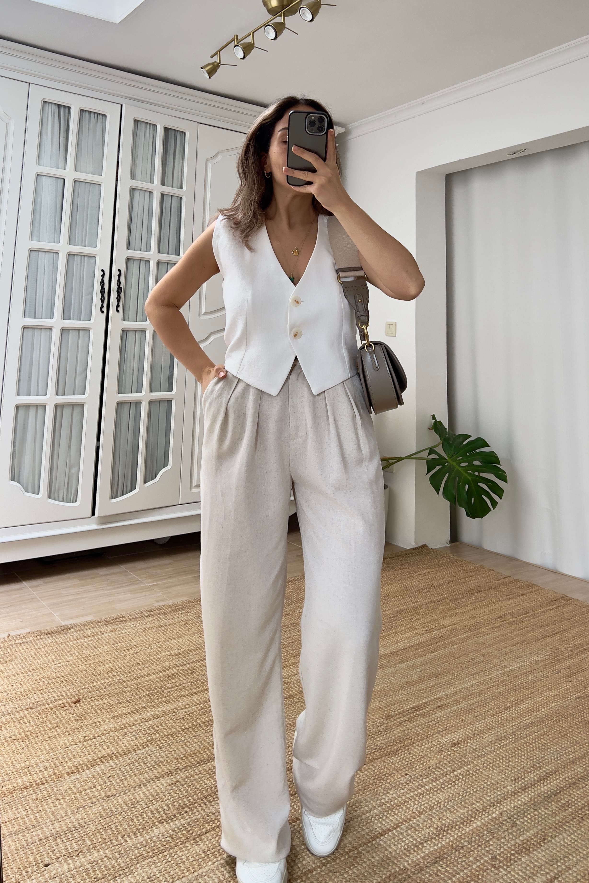 Taş Keten Palazzo Pantolon uygun fiyatlarda www.butikhola.com adresinde