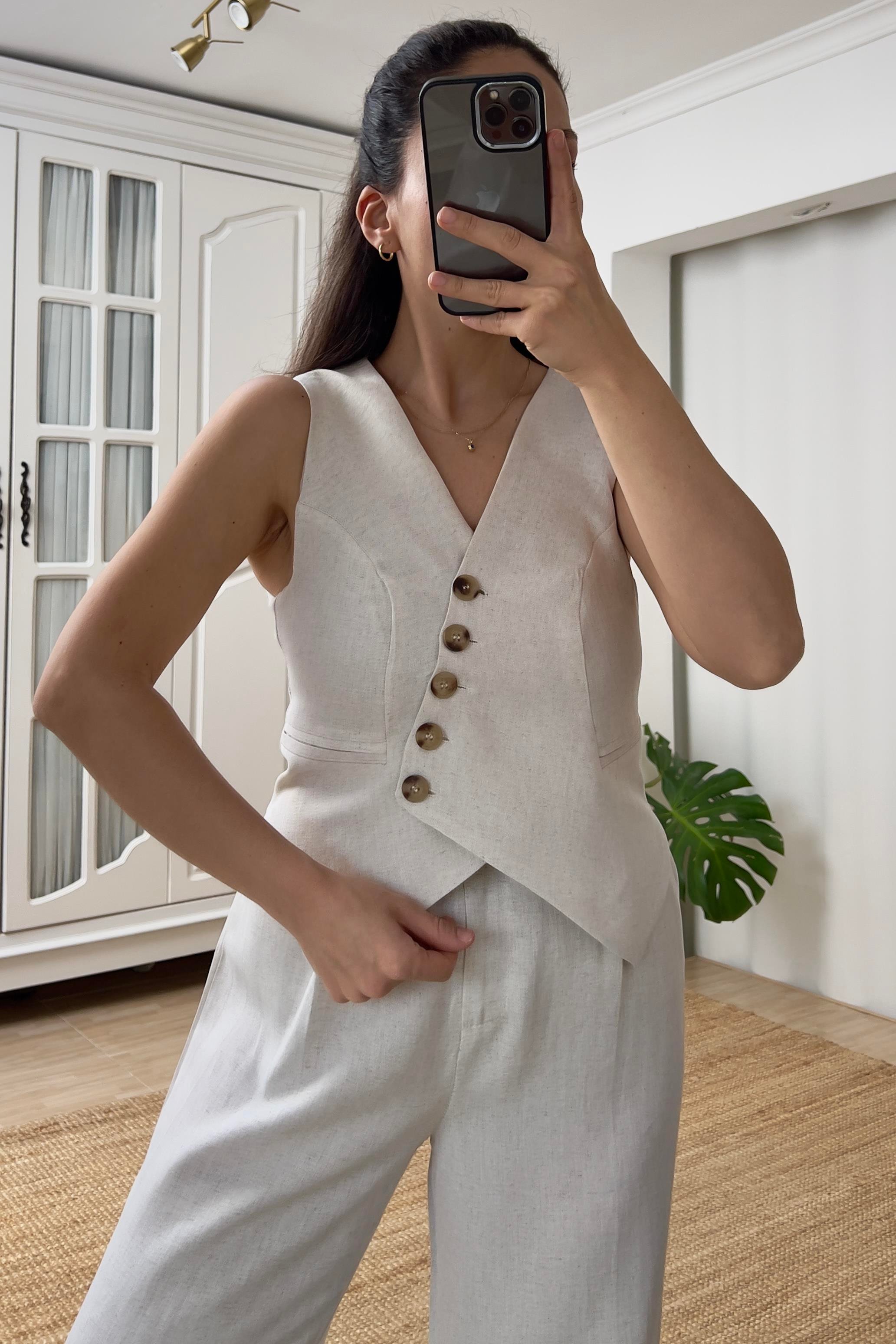 Taş Maskülen Keten Yelek Pantolon Takım uygun fiyatlarda www.butikhola.com adresinde