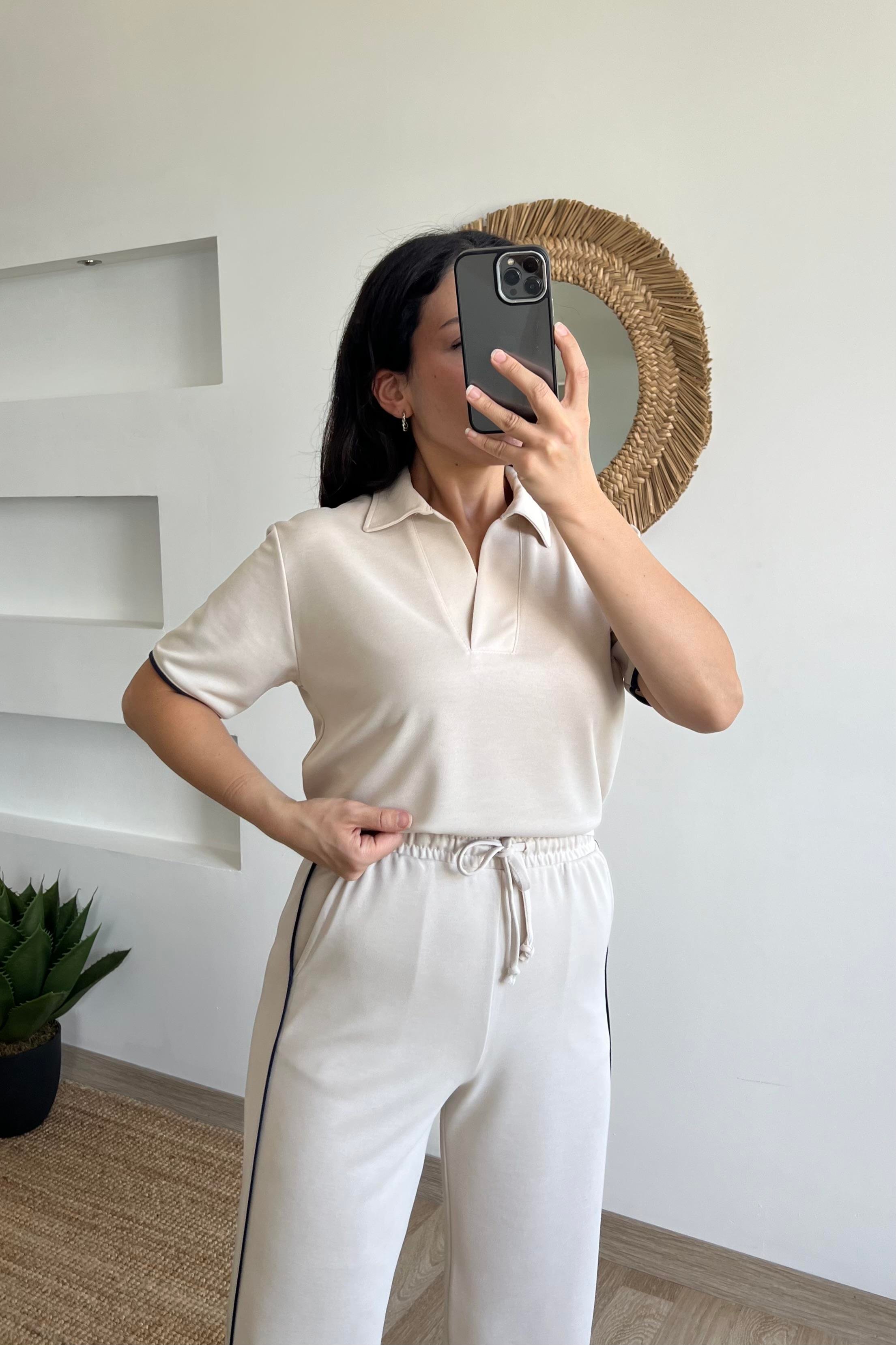 Taş Oysho Kumaş Modal Polo Yaka Tshirt Pantolon Takım uygun fiyatlarda www.butikhola.com adresinde