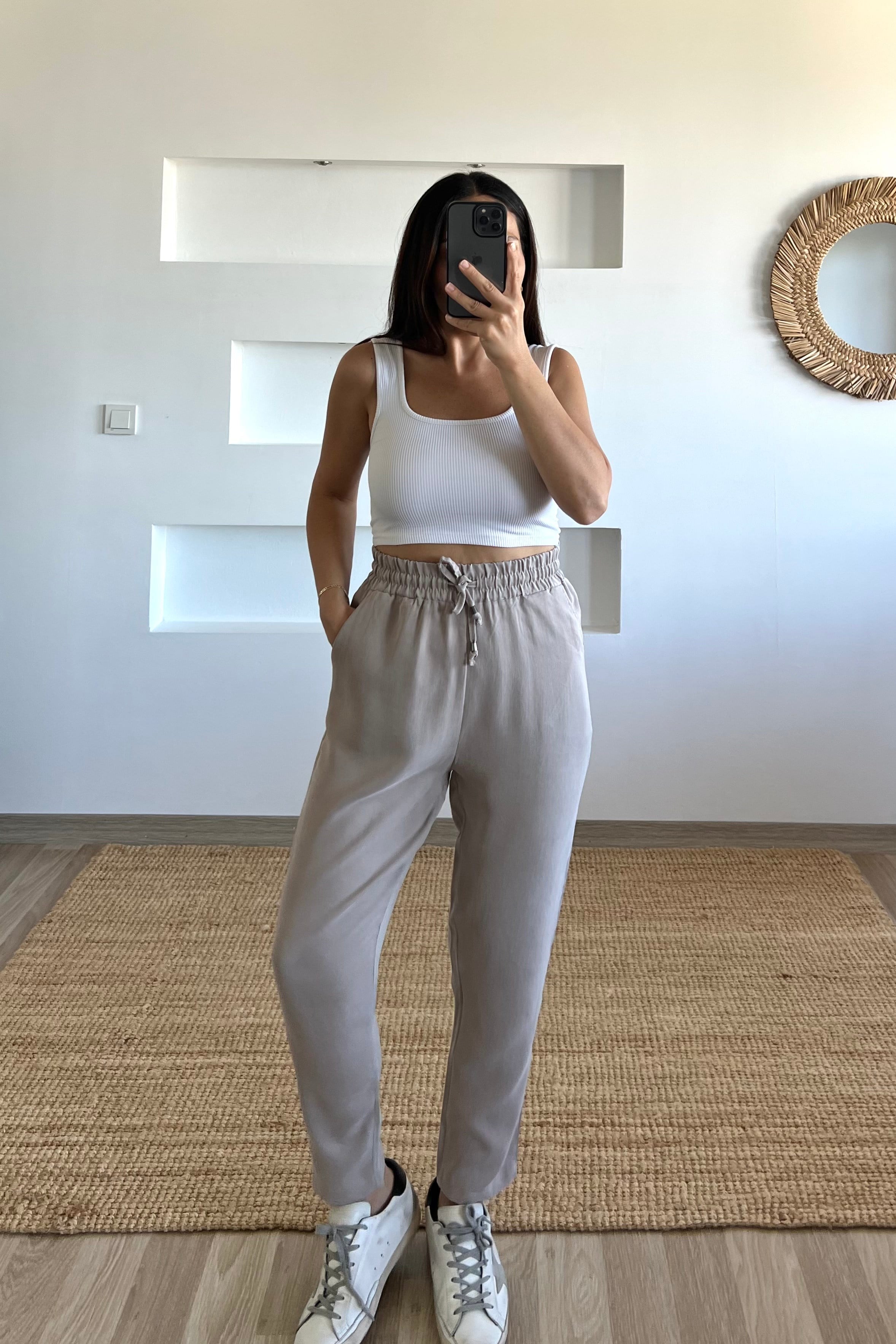 Taş Rengi Beli İplli Havuç Kesim Tensel Pantolon uygun fiyatlarda www.butikhola.com adresinde