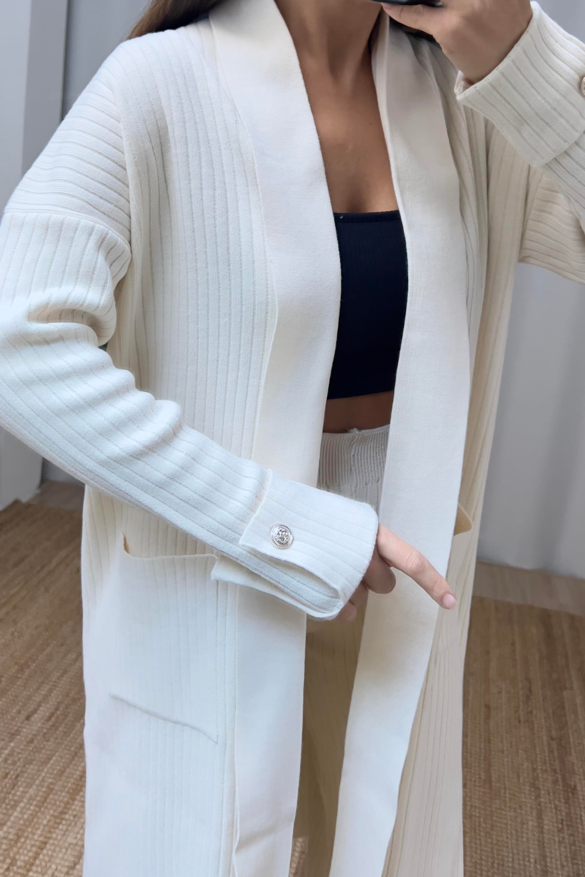 Taş Rengi Fitilli Maksi Hırka Pantolon Takım uygun fiyatlarda www.butikhola.com adresinde