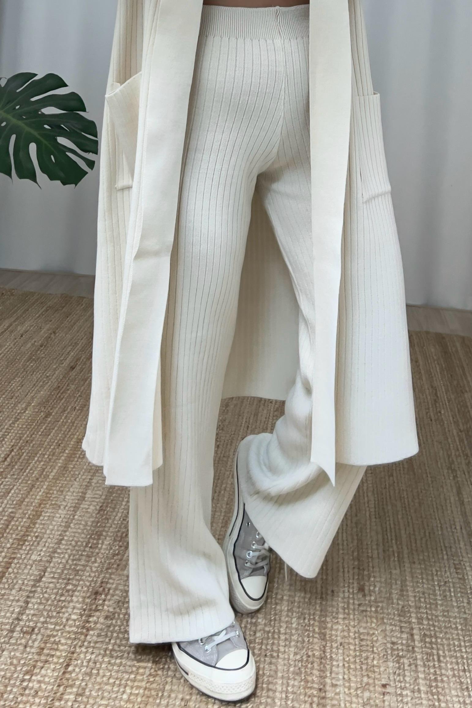 Taş Rengi Fitilli Maksi Hırka Pantolon Takım uygun fiyatlarda www.butikhola.com adresinde